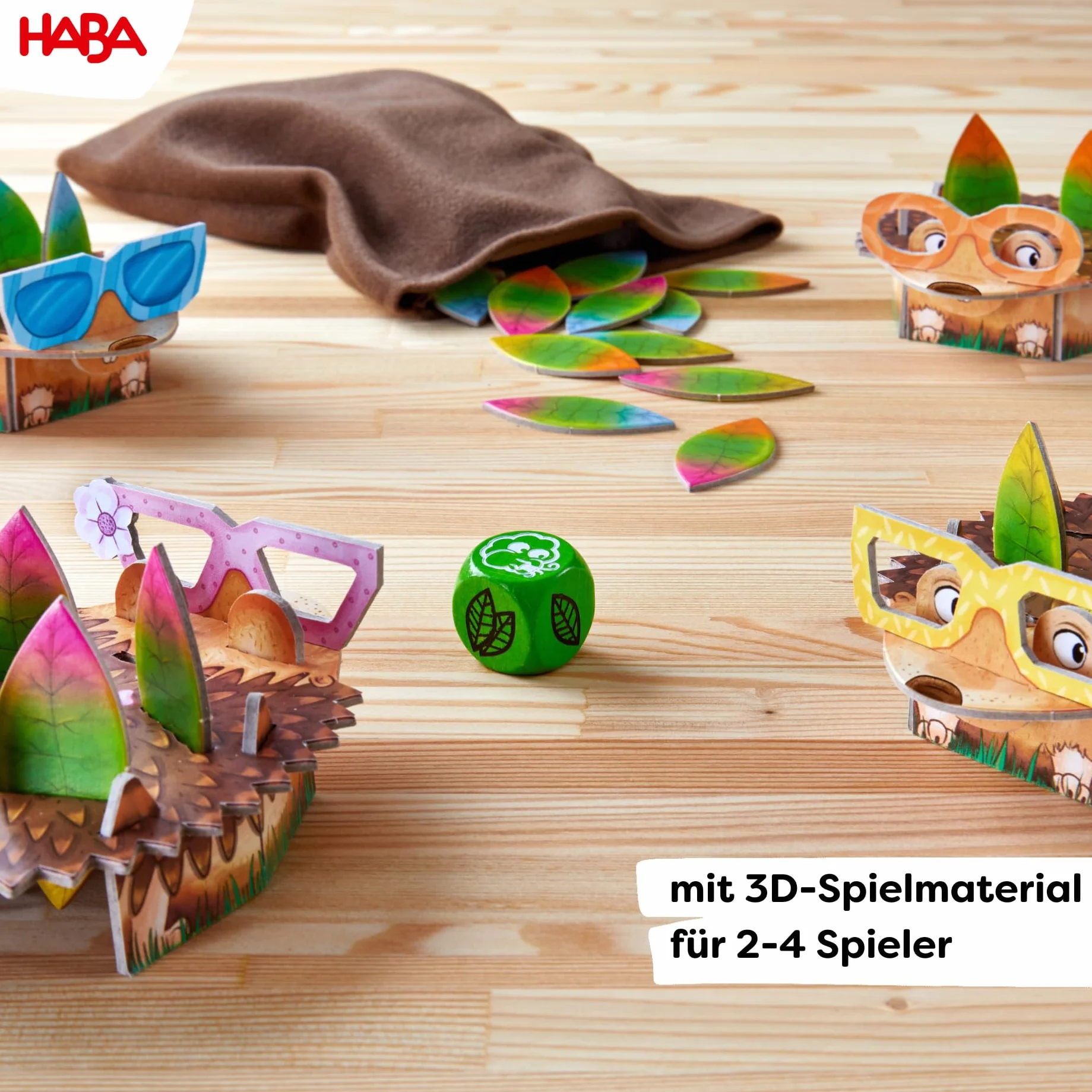 HABA Riccio – Gioco di dadi e memo per bambini dai 3 anni in su, gioco per 2-4 giocatori, con ricci 3D e foglie a incastro, promuove abilità motorie e concentrazione, 1305587001