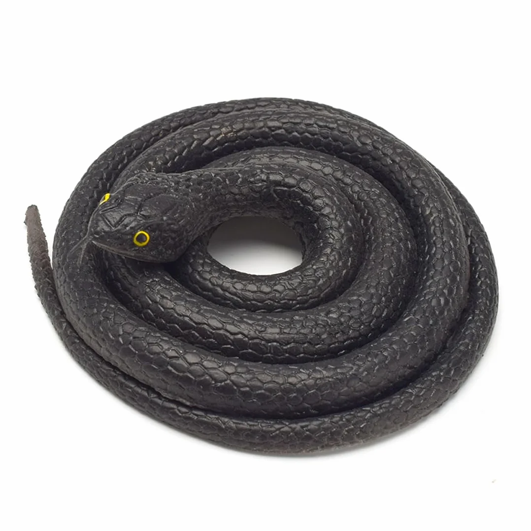 Serpente di Gomma, Serpente Finto, Giocattolo Serpente, Grande Serpente Realistico in Gomma, Accessorio da Giardino, Regalo Divertente (nero)