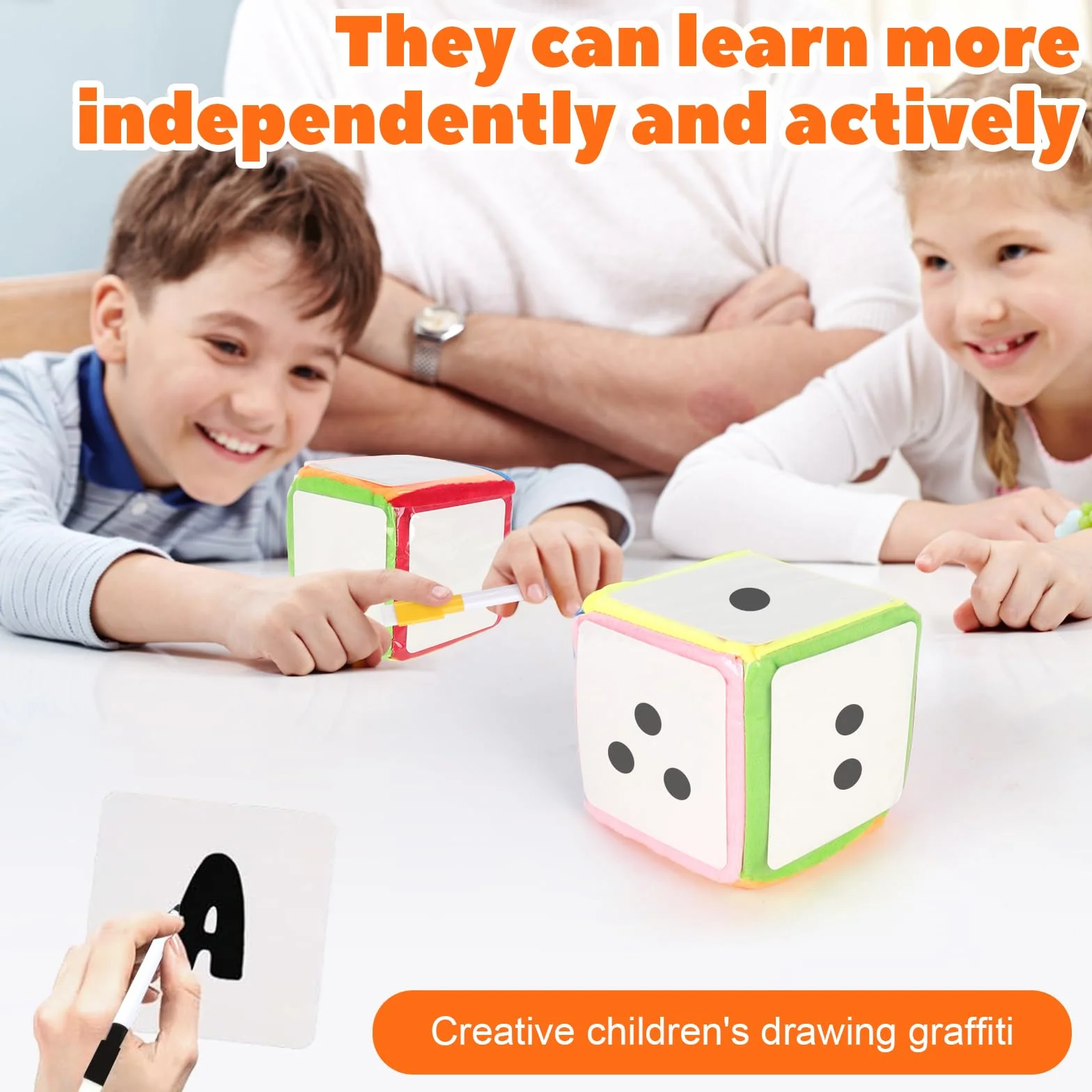 2 Pezzi Dadi Tascabili, 10 CM Cubi Con Tasche Con 50 Carte Vuote, Dadi Con Tasca Trasparente, Insegnante Cubi Di Apprendimento, Per Asilo, Scuola Materna, Apprendimento Precoce, Scuola Materna