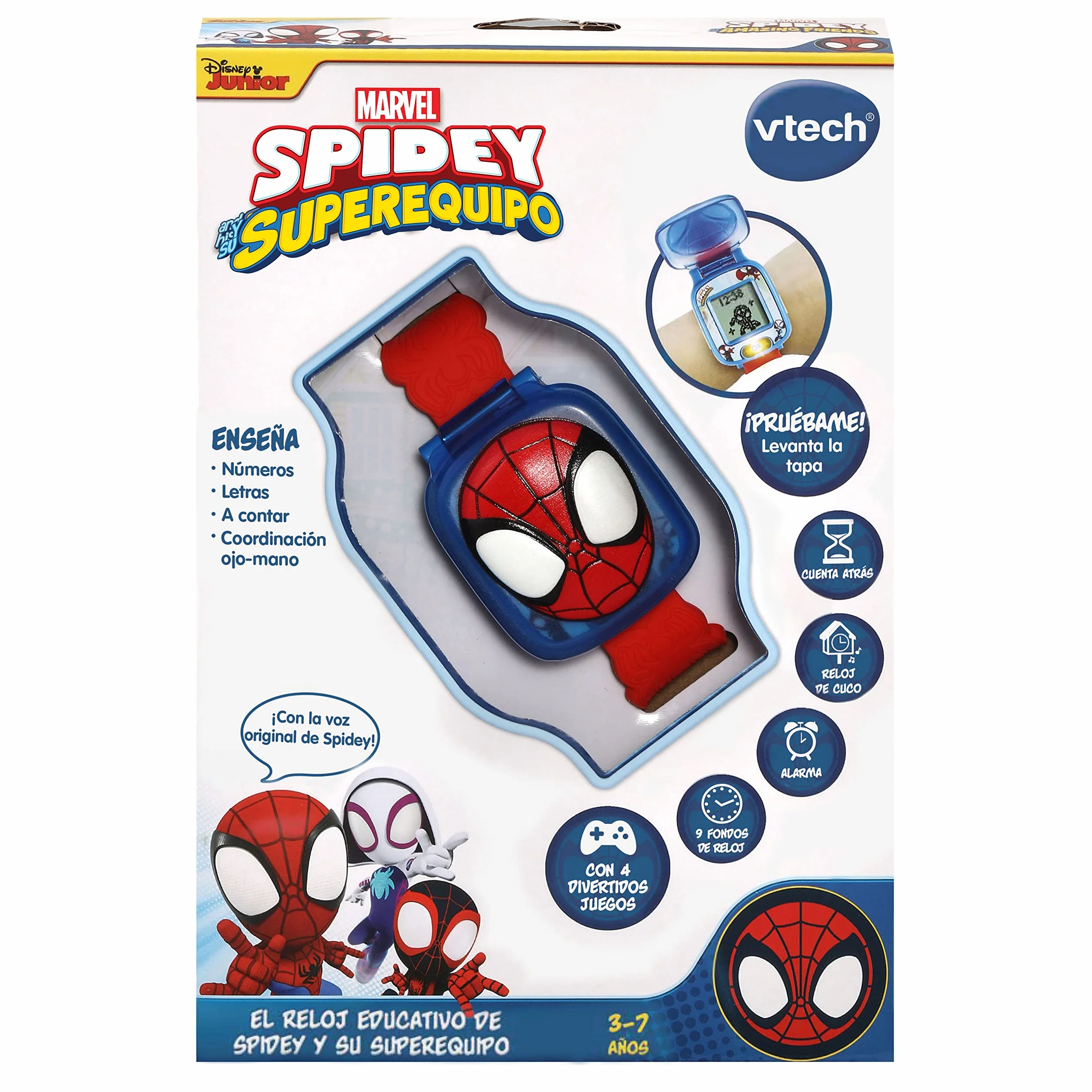 VTech - Orologio educativo di Spidey e la Sua supersquadra, Giocattolo per Bambini +3 Anni, Versione ESP