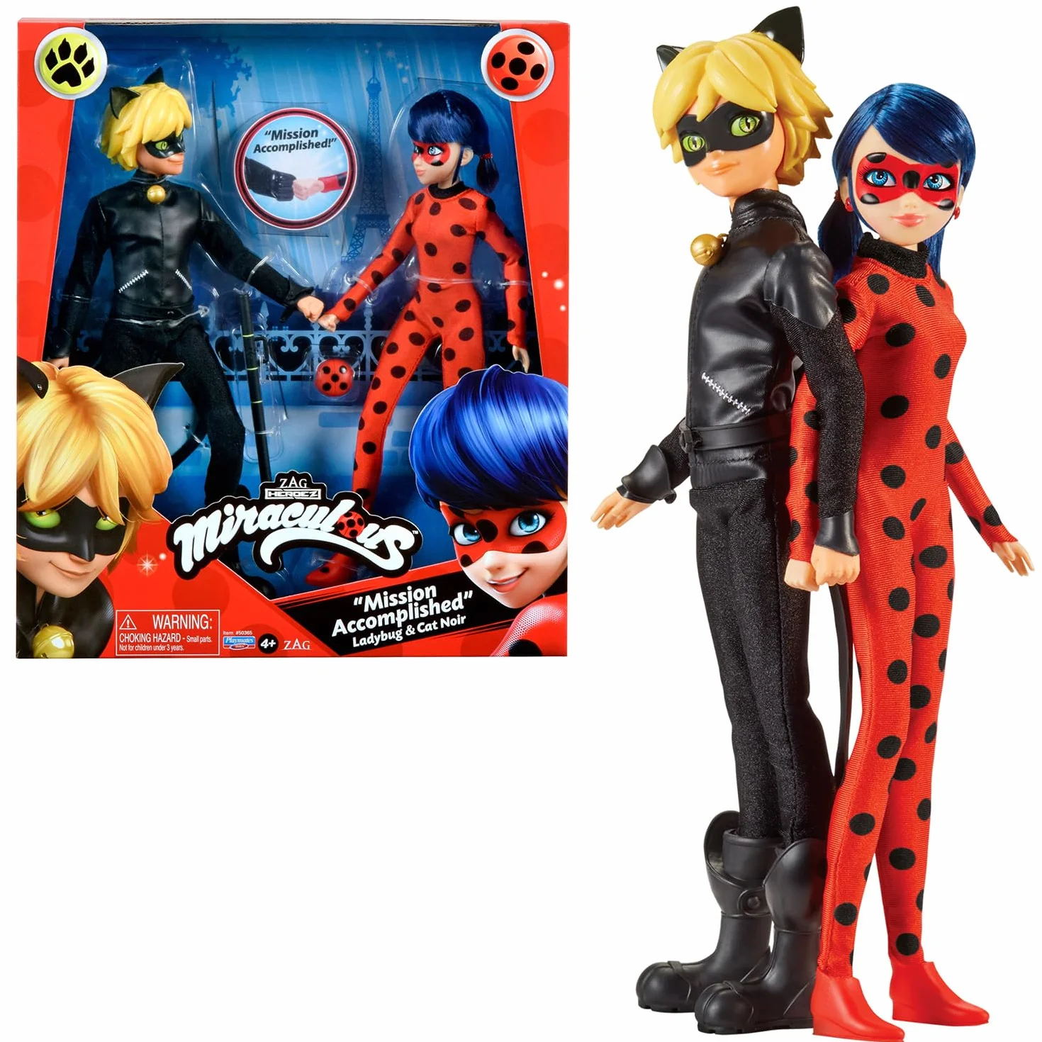 Bandai – Miraculous Ladybug – 2 bambole articolate da 26 cm Ladybug & Chat Noir, accessori – Figure articolate ispirate alla serie animata – Pacchetto Miraculous – Set di gioco per bambini 4+ – P50365