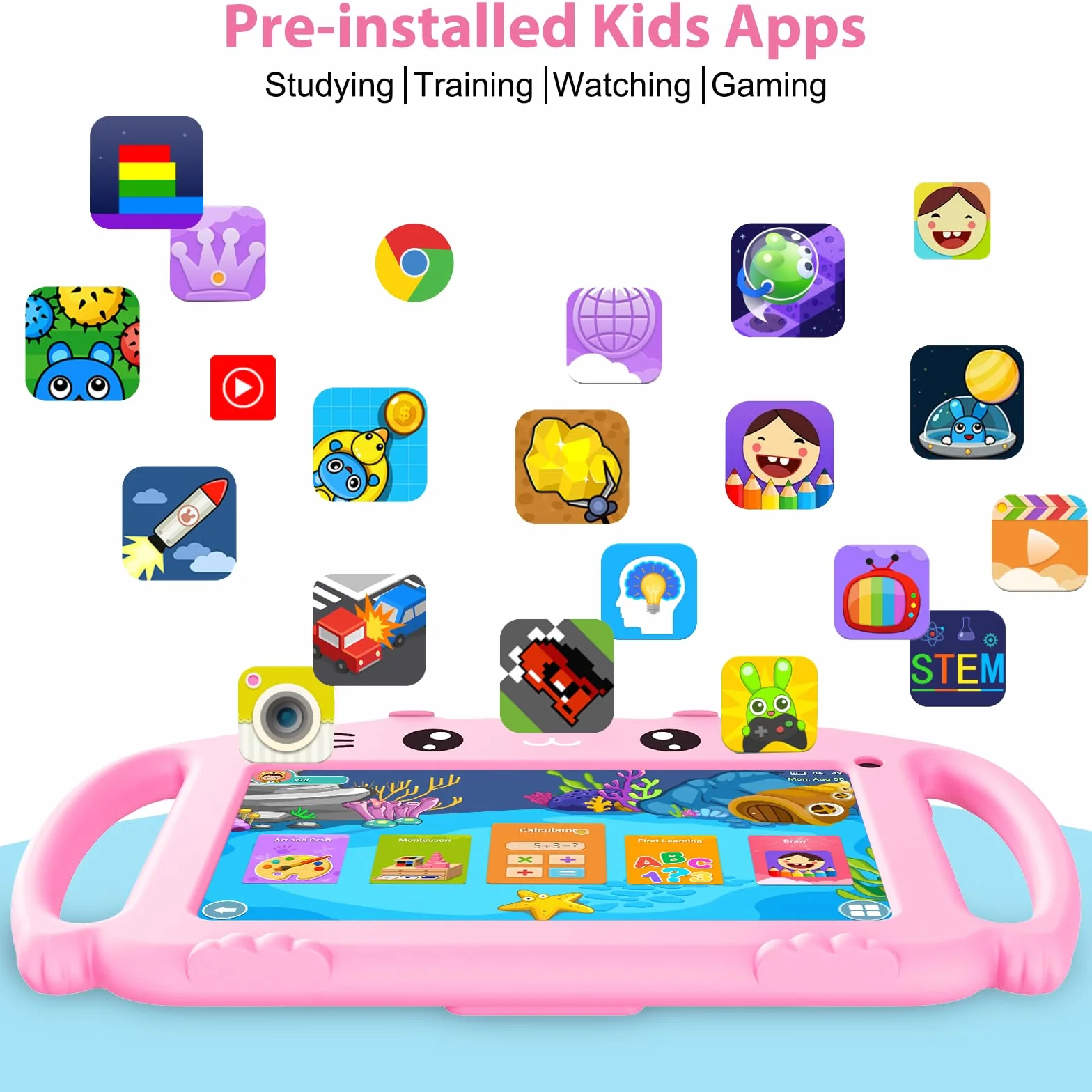 Tablet per Bambini 7 Pollici Android Tablet Bambini con WiFi Quad Core 2GB 32GB Controlli parentali Applicazioni Educative 3 a 12 anni Ragazza
