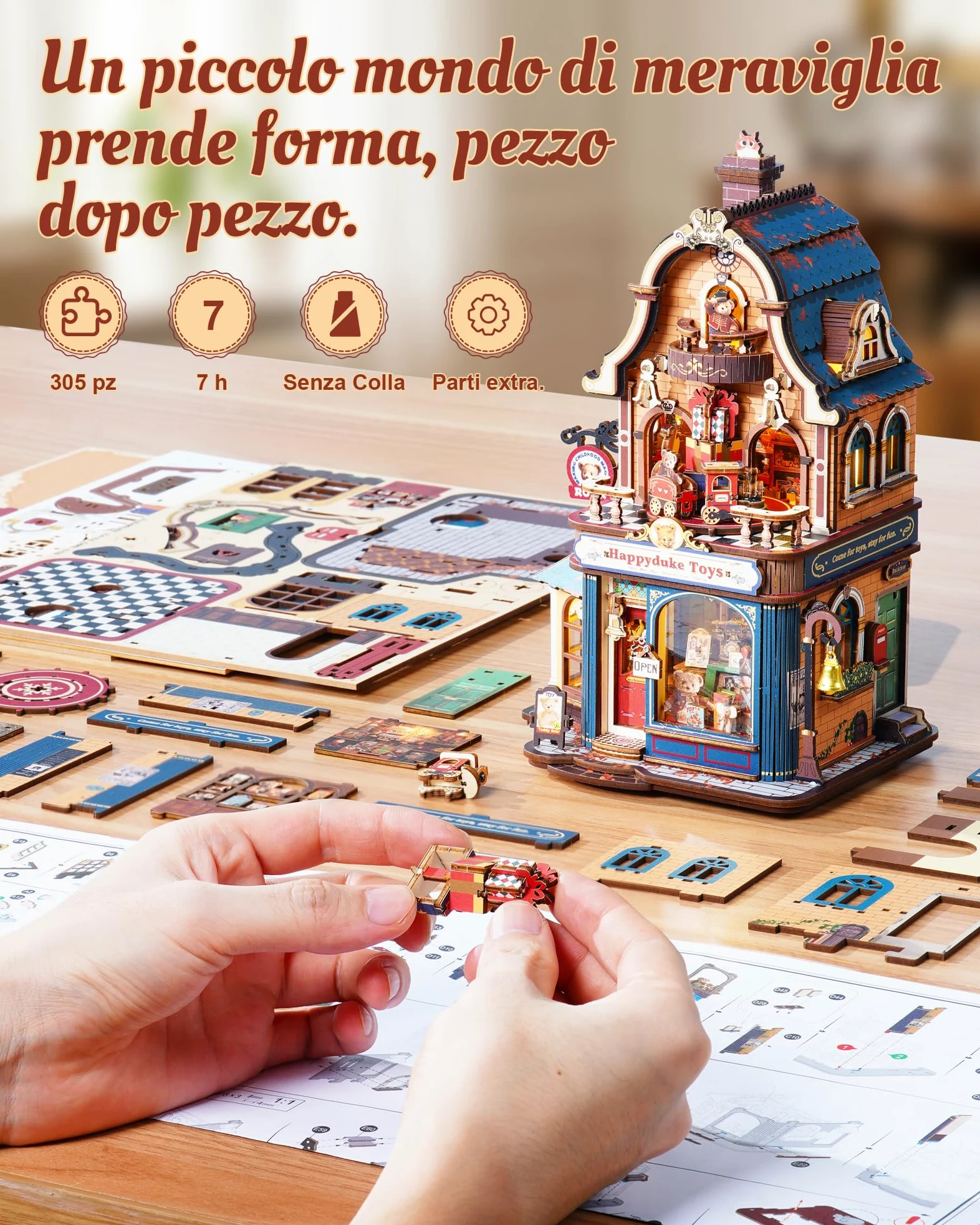 ROKR Happyduke Toy Shop Puzzle 3D in Legno per Adulti, EAM01 | Regalo per adulti,Miniatura decorativa per scrivania