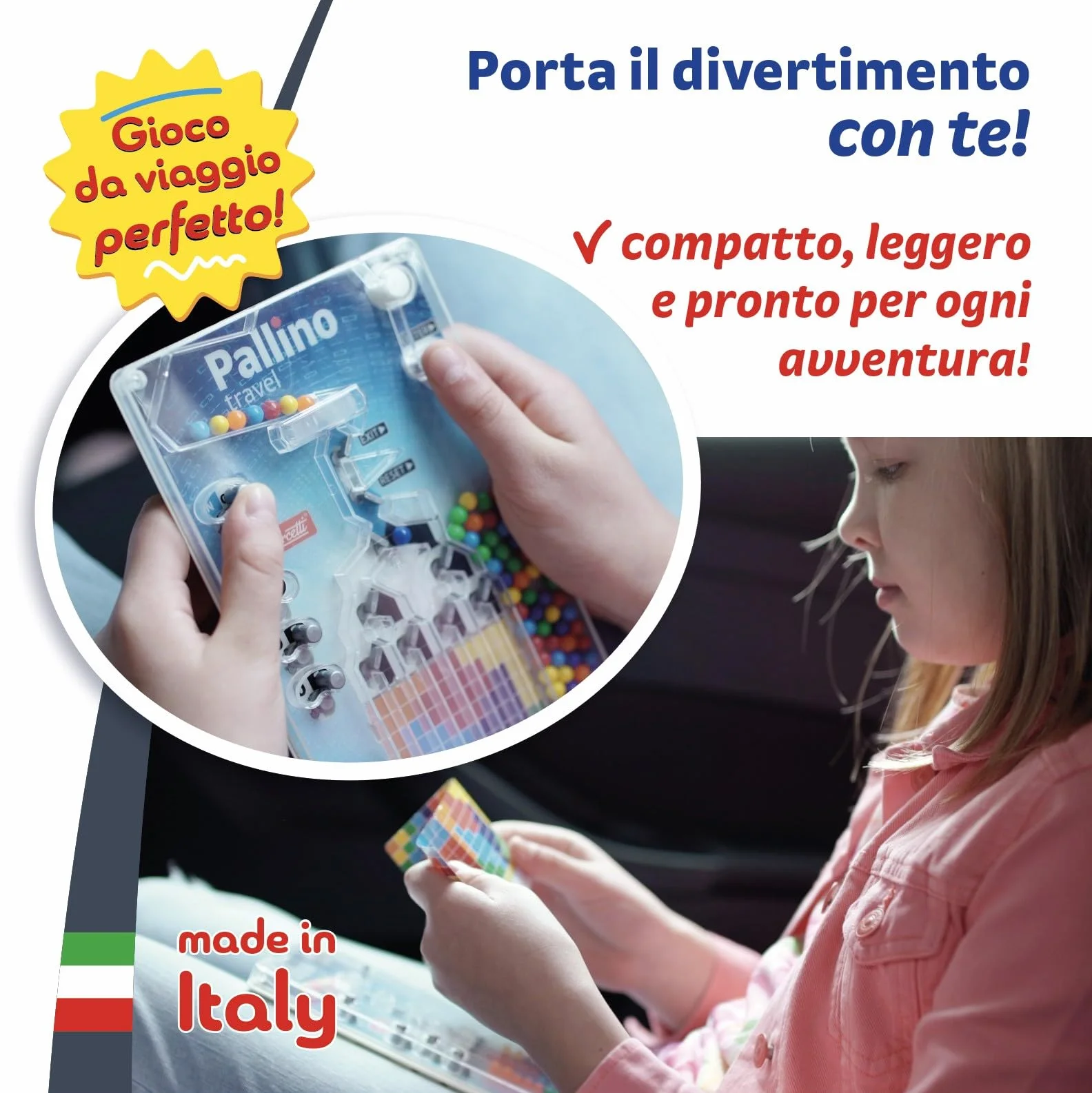 Quercetti Pallino Travel, Giochi Bambini 4 Anni Fino agli 8, Gioco di Strategia con Palline Colorate per Bambini, Schede e Mosaico, Giochi Educativi 4 Anni, Made in Italy