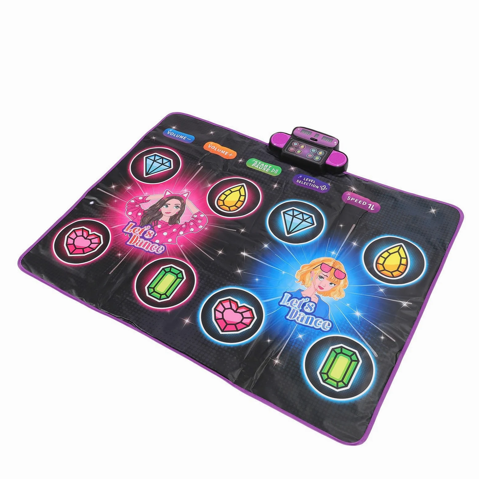 Tappeto da ballo elettronico interattivo e luminoso con modalità doppio giocatore, livelli stimolanti per bambini