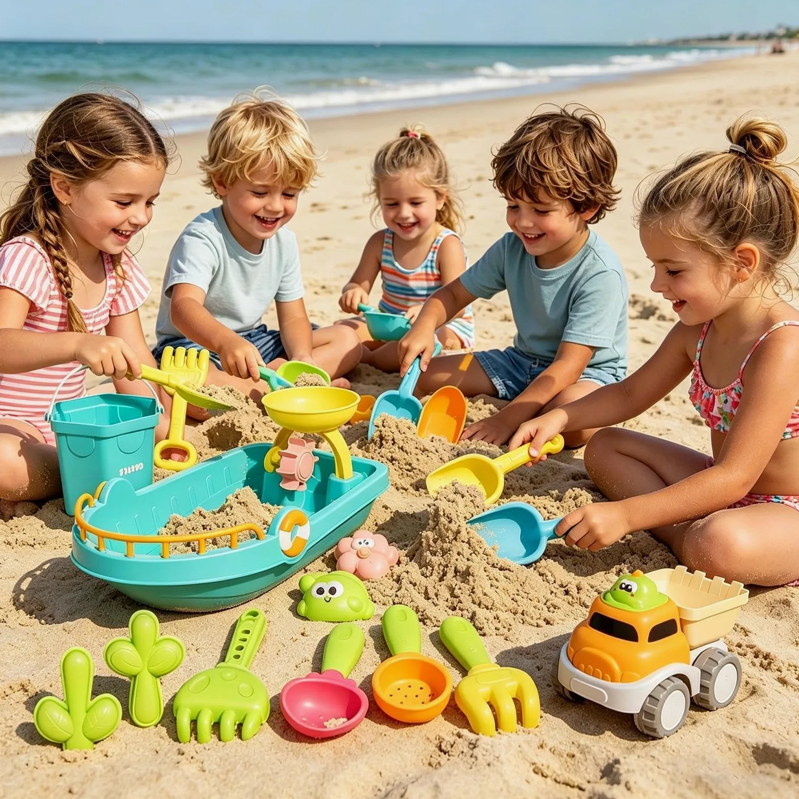 Giocattoli da Spiaggia ai Bambini Divertenti Giochi di Scavo in 25 Pezzi | Giochi da Spiaggia Per Famiglia, All'aperto, Esterno, Piscina, Acqua, Nuoto, Immersioni, Vacanze Estive