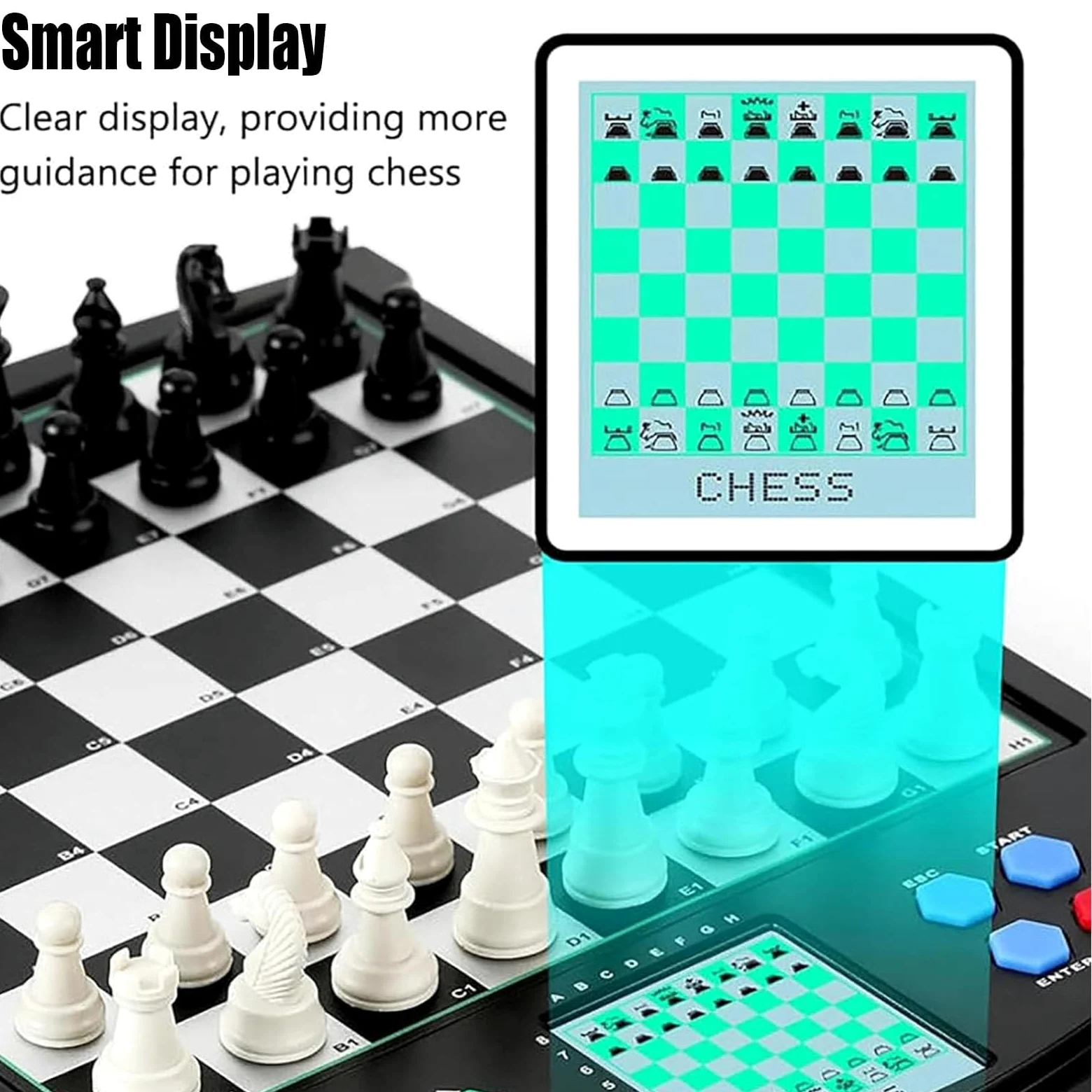 Scacchiera Elettronica Touchscreen, Gioco da Tavolo Elettronico, con Schermo LCD, Due Scacchiere, 30 modalità di Gioco, per Partite a Due Giocatori E in Famiglia