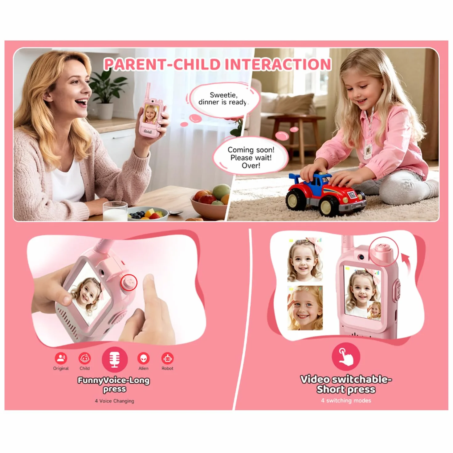 Bambini Walkie-Talkie Video Set 2 Pezzi Giocattolo Interattivo Educativo Fotocamera HD