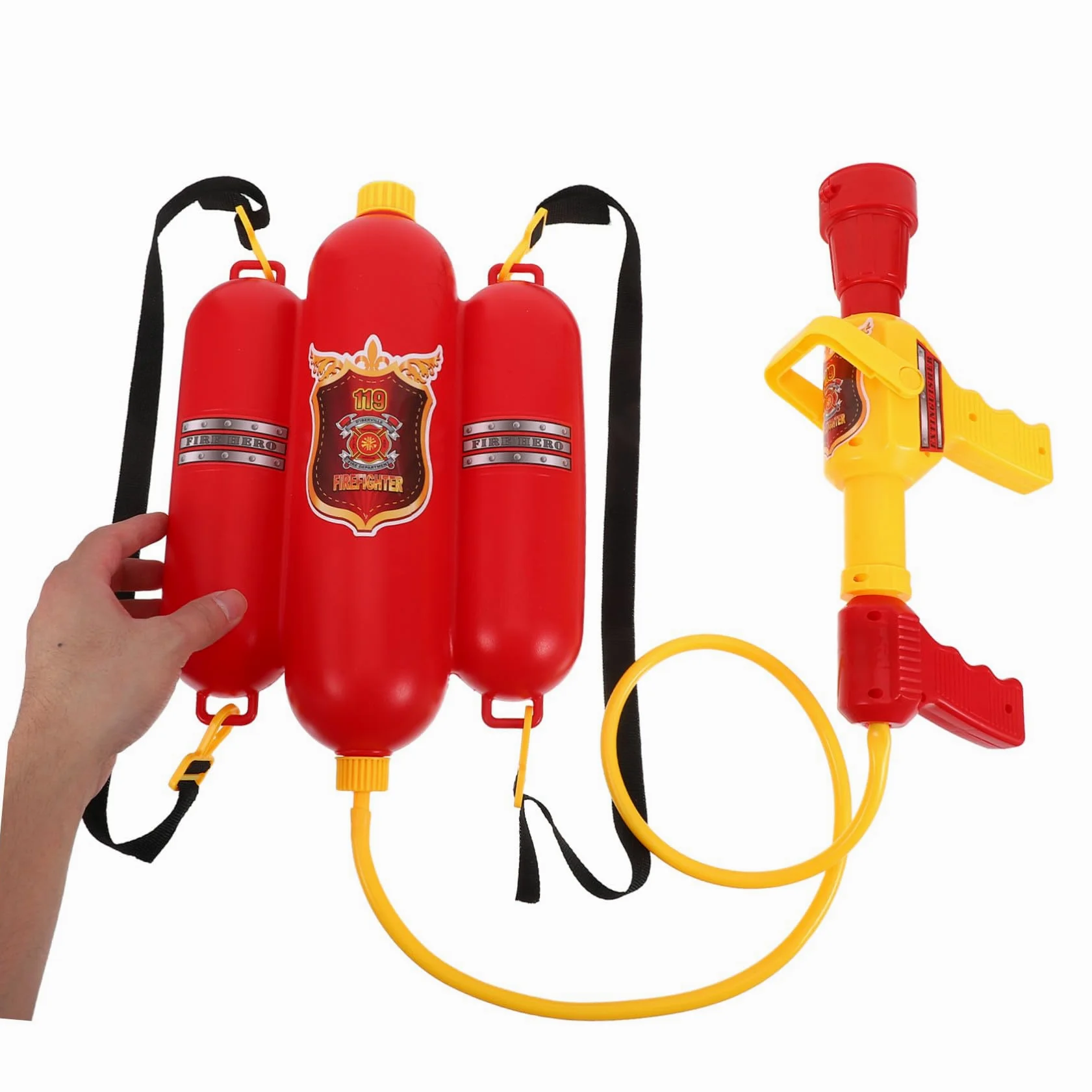 Pistola ad Acqua Zaino Antincendio Rosso per Bambini | Backpack Water Shooter, Kids Water Shooter Toy, Vacanze Estive, Plastico Leggero per Giardino e Piscina