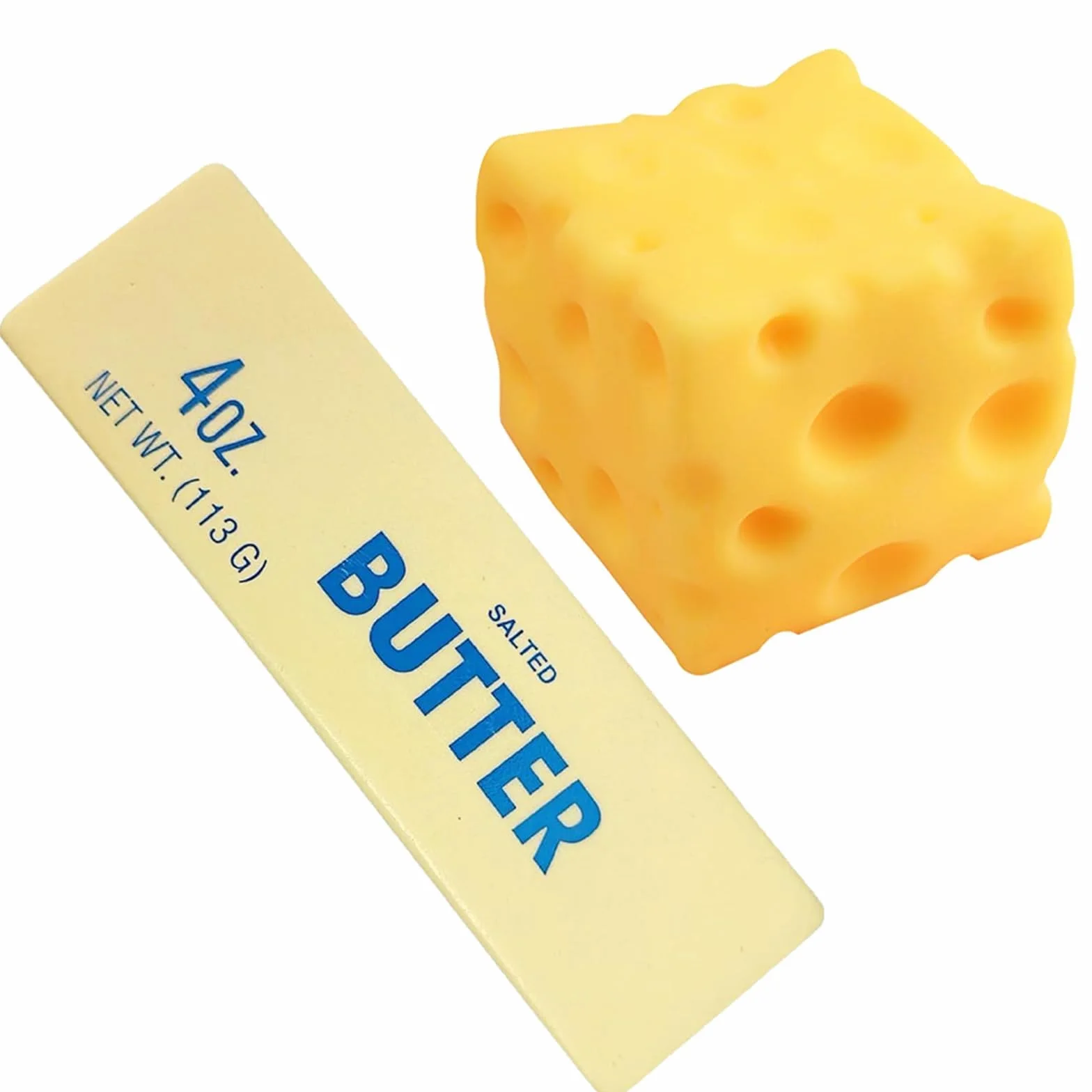 Giocattolo Antistress Formaggio Realistico 12 cm con Fori, Burro Squishy - Sicuro e Non Tossico