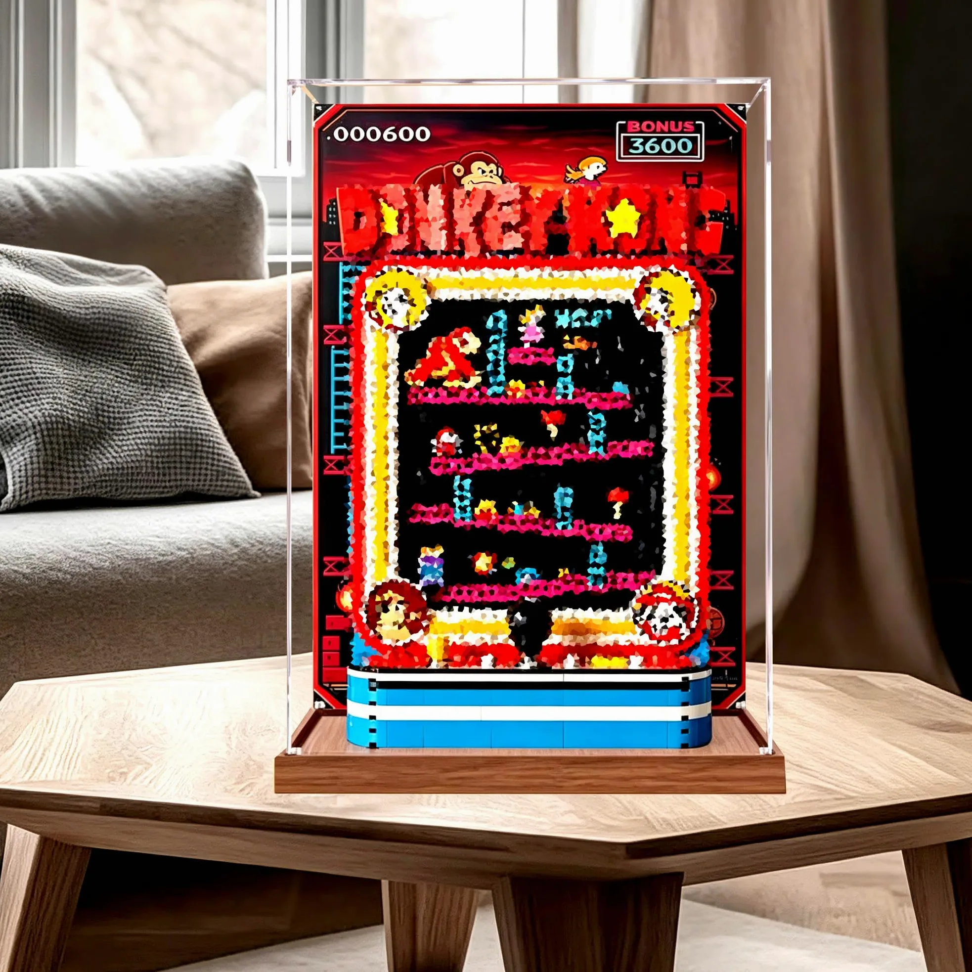 Vetrina, per Le-go 72051 Arcade Machine set (Sfondo 1) | Scatola da vetrina antipolvere, per la casa, compatibile con macchine Arcade 72051 (solo scatola)