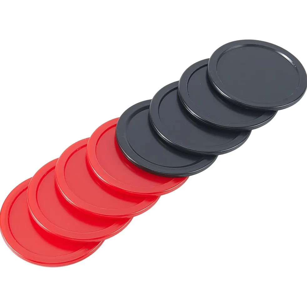 CREATCABIN 8 pz. Dischi Air Hockey 6.4cm Dischetti Ricambio Pesanti Standard Plastica Leggeri per Tavoli Attrezzature Set Allenamento trattenimento Accessori per Feste Terni Adulti Rosso Nero