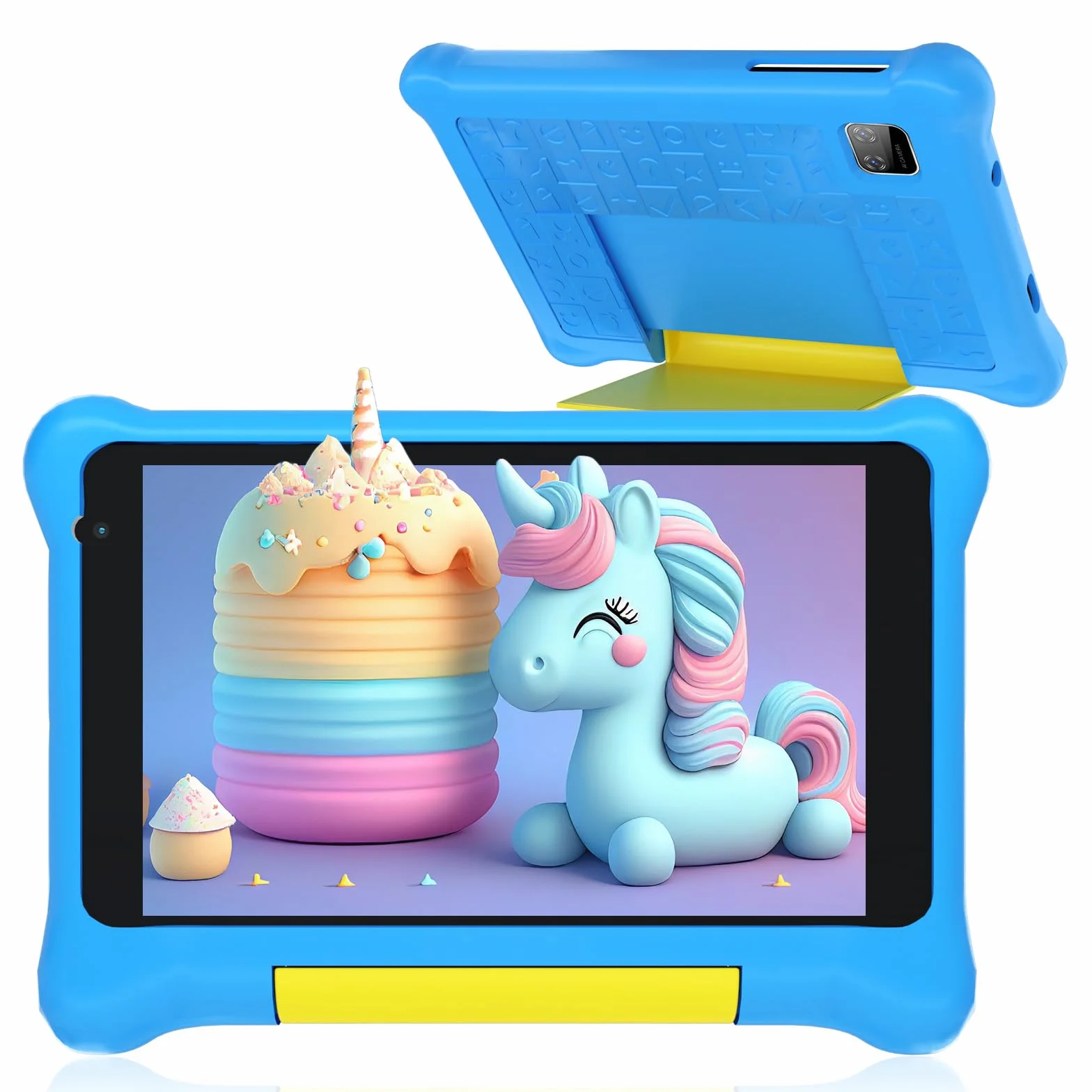 Tablet per bambini 7 pollici Android 12 con Custodia,Wifi,Bluetooth,Modalità di Controllo Parentale,Doppia Fotocamera,Protezione Degli Occhi,Tablet di Apprendimento di Google Services (blue)