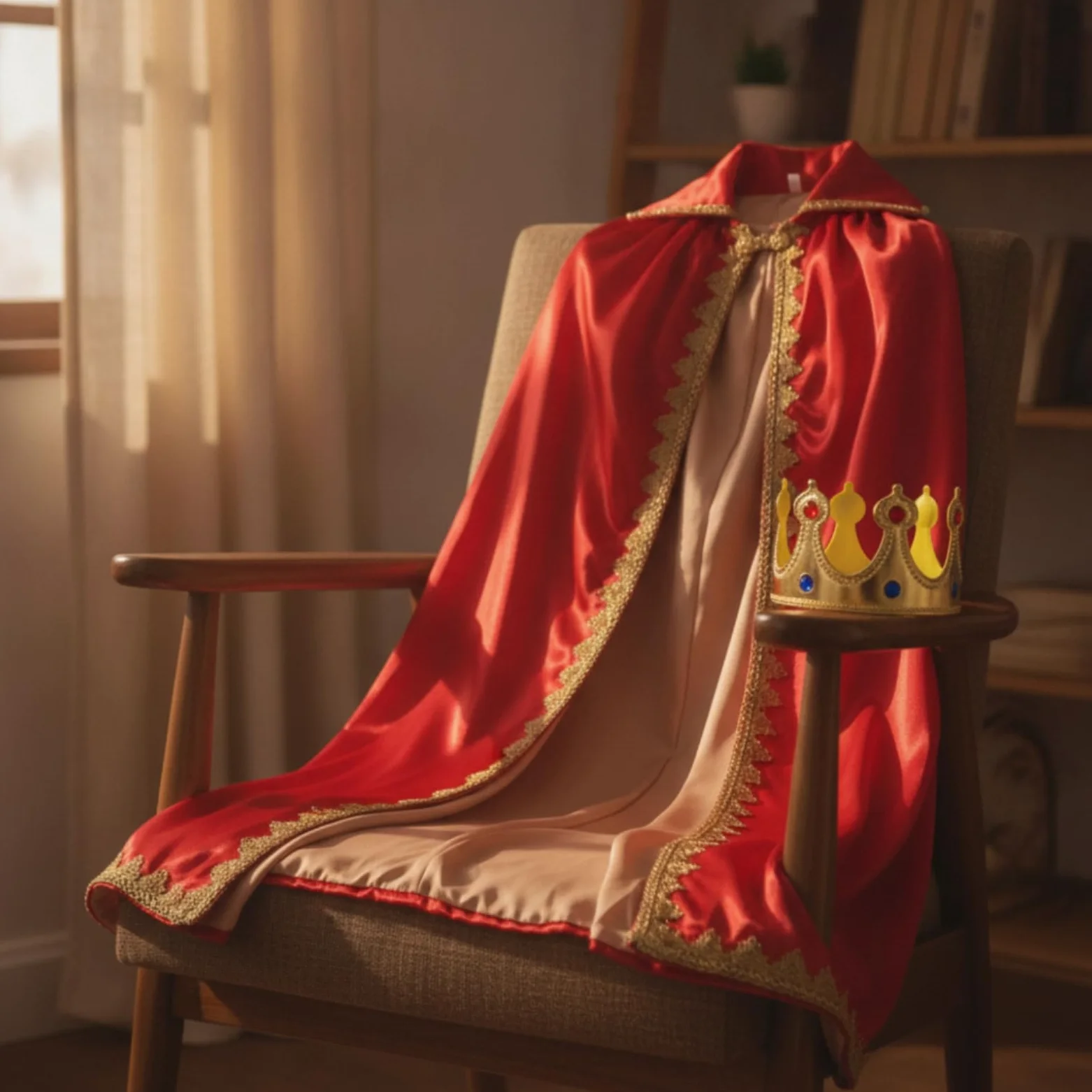 Mantello per Bambini Mantello di Regalità Costume Tunica Corona Dorato E Fodera Chiara Lavorazione in Poliestere Adatto per Rappresentazioni Cerimonie Scolastiche Feste, 110CM, style to 4