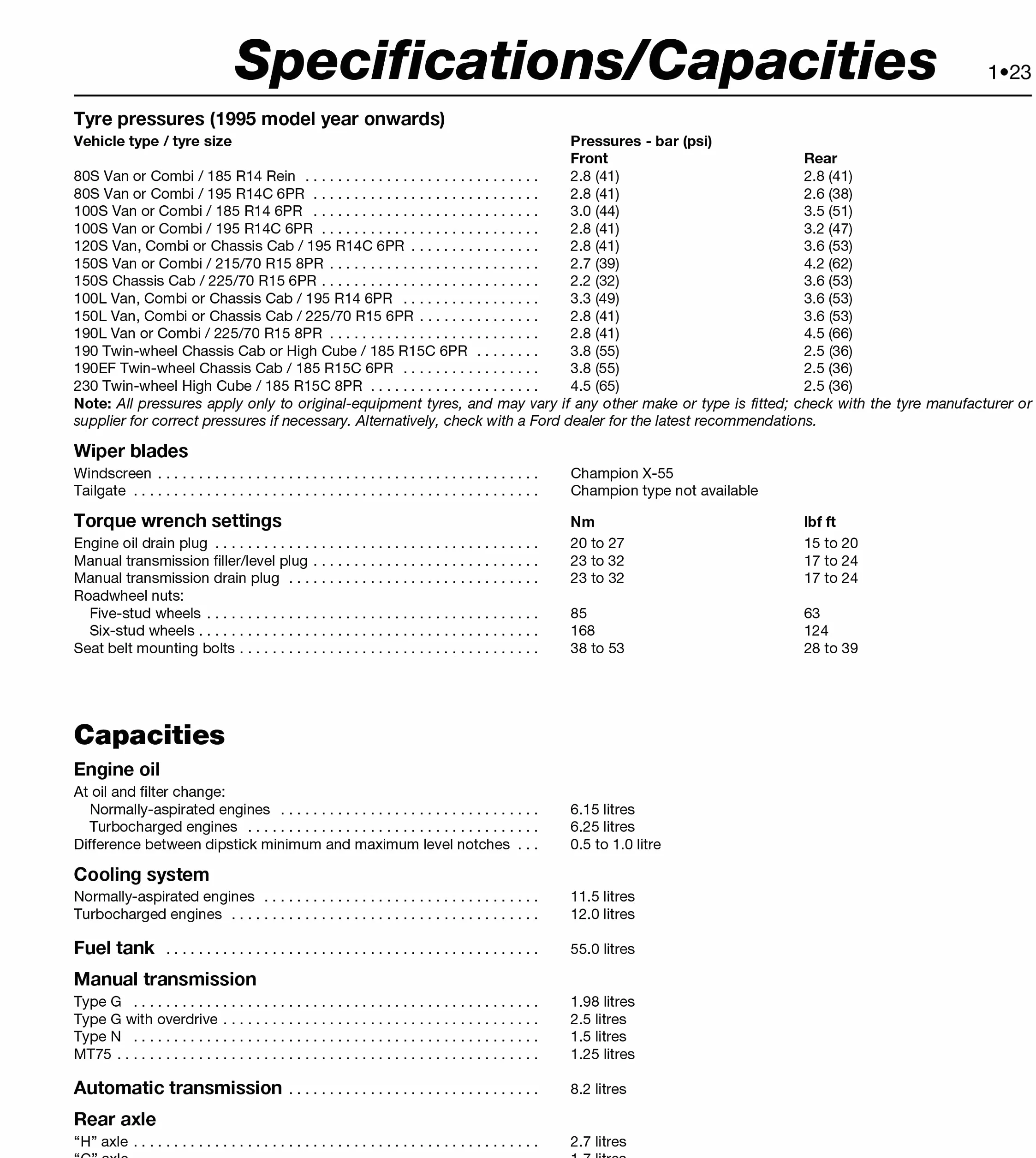 Ford Transit Diesel C to T 86-99
