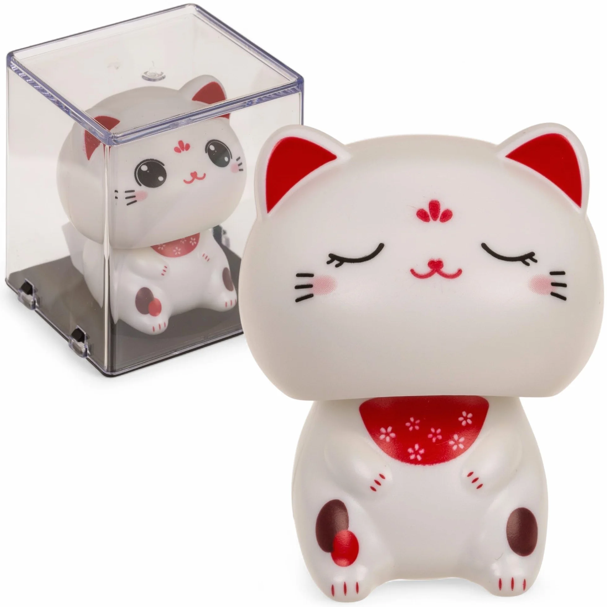 MIJOMA Figura oscillante a energia solare - Figura snodabile con cella solare, in plastica, 10 cm di altezza, nessuna batteria necessaria, per davanzali, auto e luoghi soleggiati (gatto Kawaii)