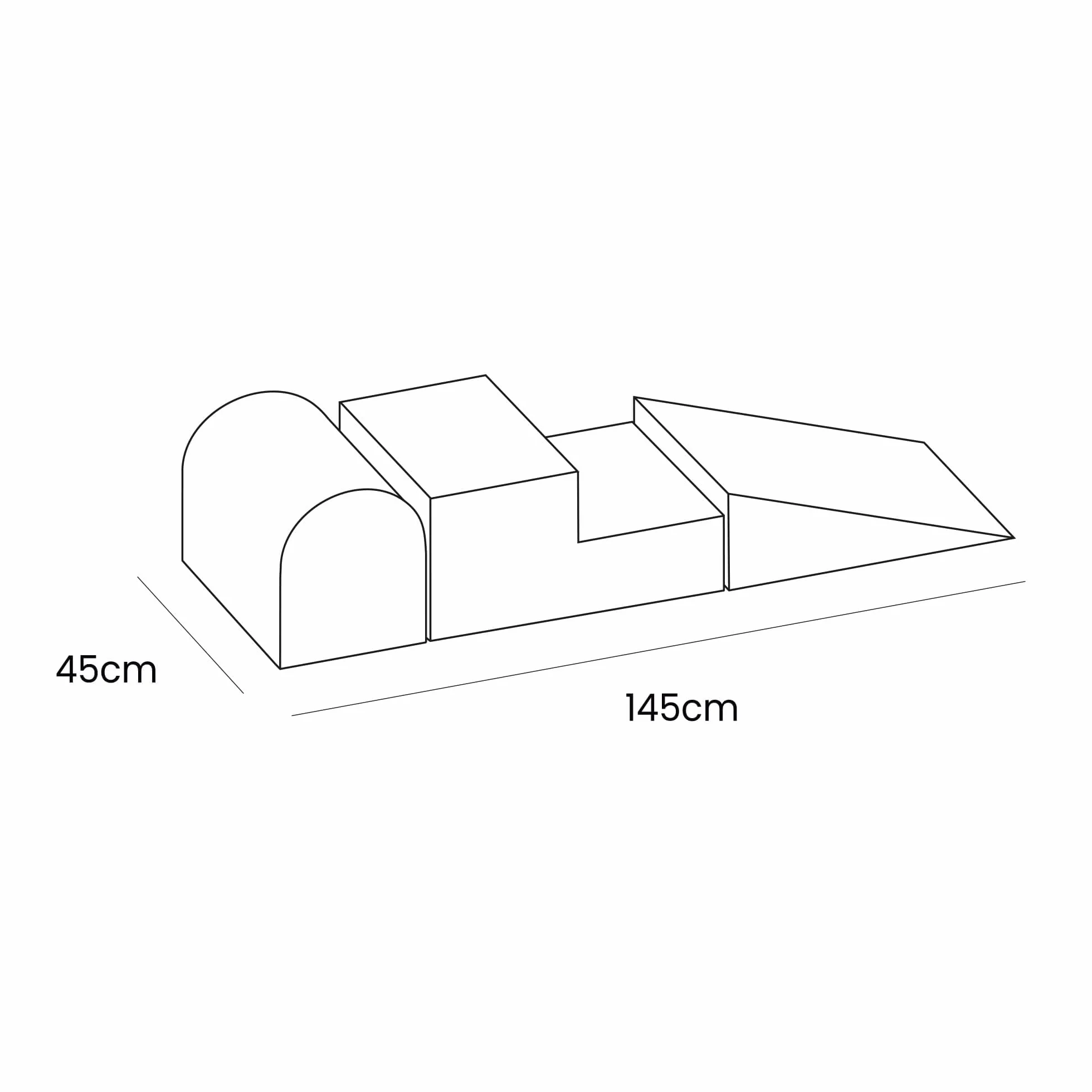 MEOWBABY Playset in Schiuma Morbida - Percorso a Ostacoli per Bambini, 3 Blocchi Modulari, Area Giochi Sicura e Interattiva 145x45 cm, Perfetto per Neonati e Prima Infanzia, Kord, Crema