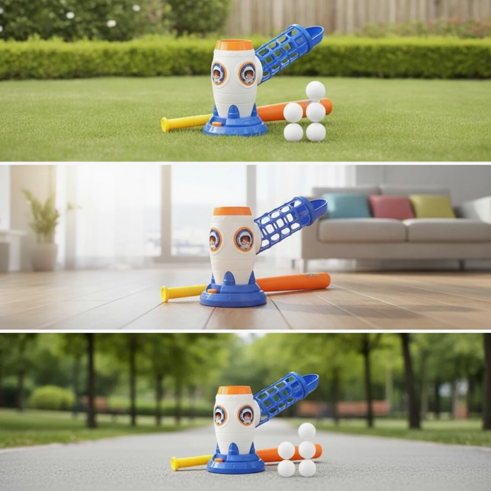 Gralara Set da Baseball con tore Morbido Macchina Palle da Baseball Durevole Giocattolo Sportivo per All'aperto, Casa