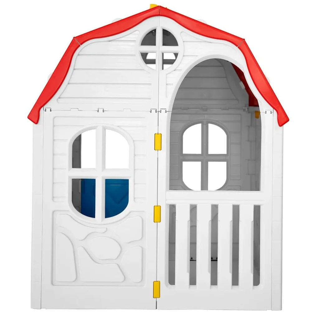 Casetta giocattolo pieghevole per interni ed esterni, resistente alle intemperie, con porta e finestre, stabile casetta da giardino per bambini dai 2 anni in su, 96 x 91 x 115 cm