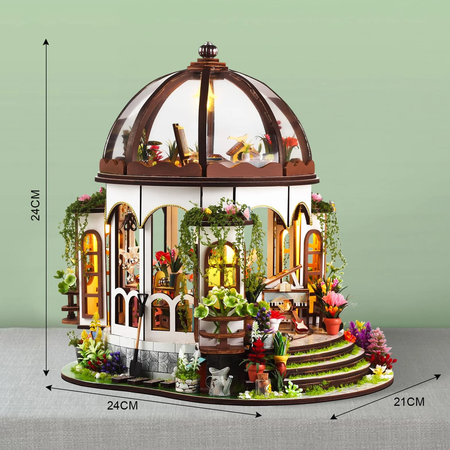 Cuteefun Kit DIY Casa in Miniatura per Adulti da Costruire, Modello di Mini Casa Fai-da-Te con Mobili Copertura e Strumenti, Idea Regali Artigianale Creativi per Il Regalo di Natale(Giardino Cielo)