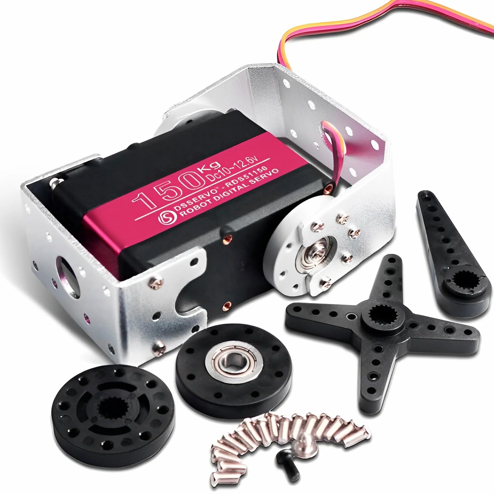 Servo digitale Servo da 150 kg, impermeabile, IP66, con supporto a forma di U, per robot auto 1/5 RC