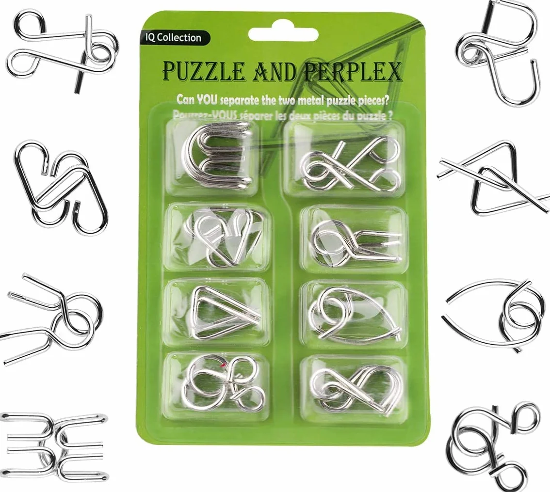 24 Pezzi Metallo Rompicapo Set, Puzzle Giocattolo Educativo IQ Test per Adulti