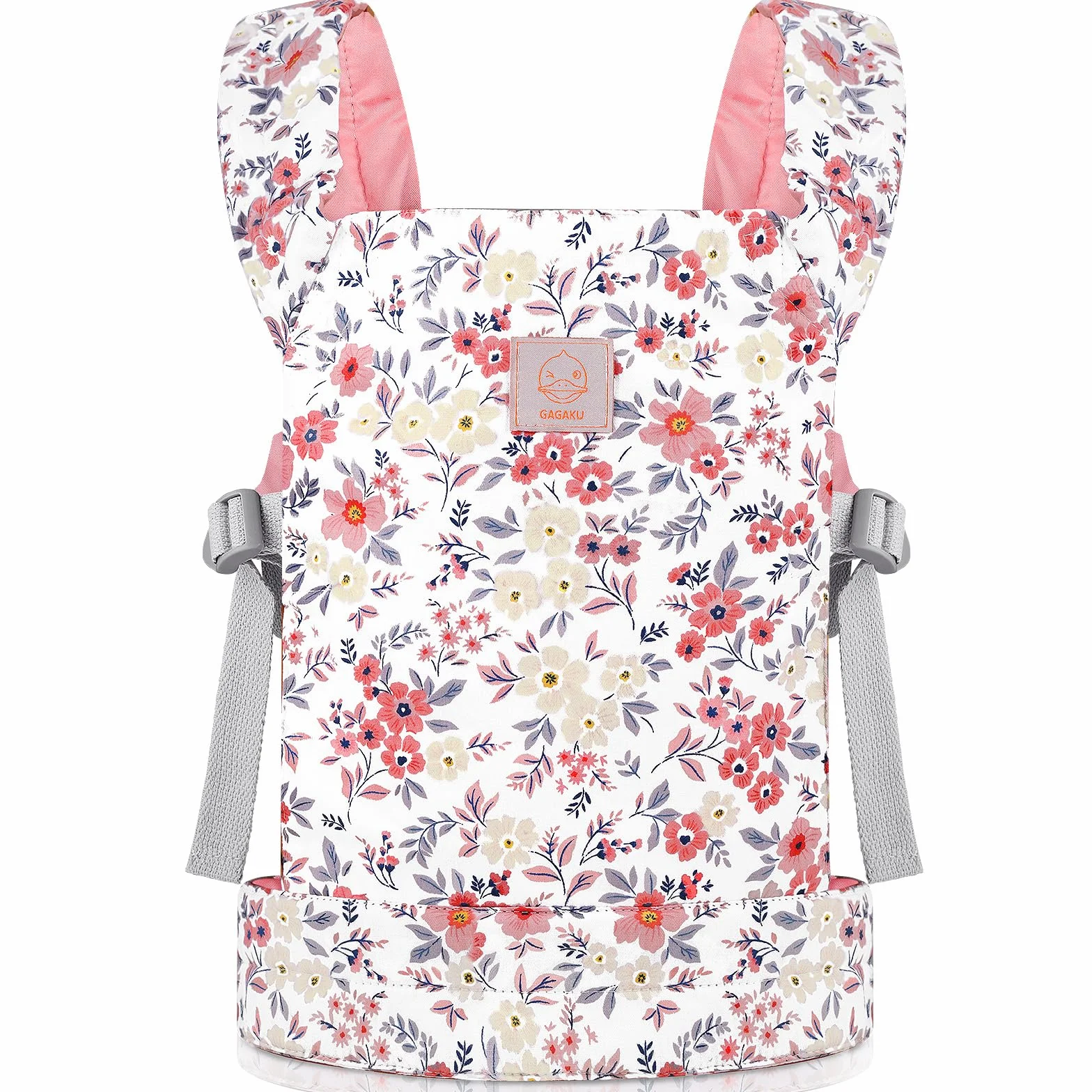 GAGAKU Porta Bambole Anteriore e Marsupio per Bambole, Accessori per Bambole in Cotone con Animali di Peluche, Porta Bambole con Cinghie Regolabili per Bambine - Fiore di Prugna