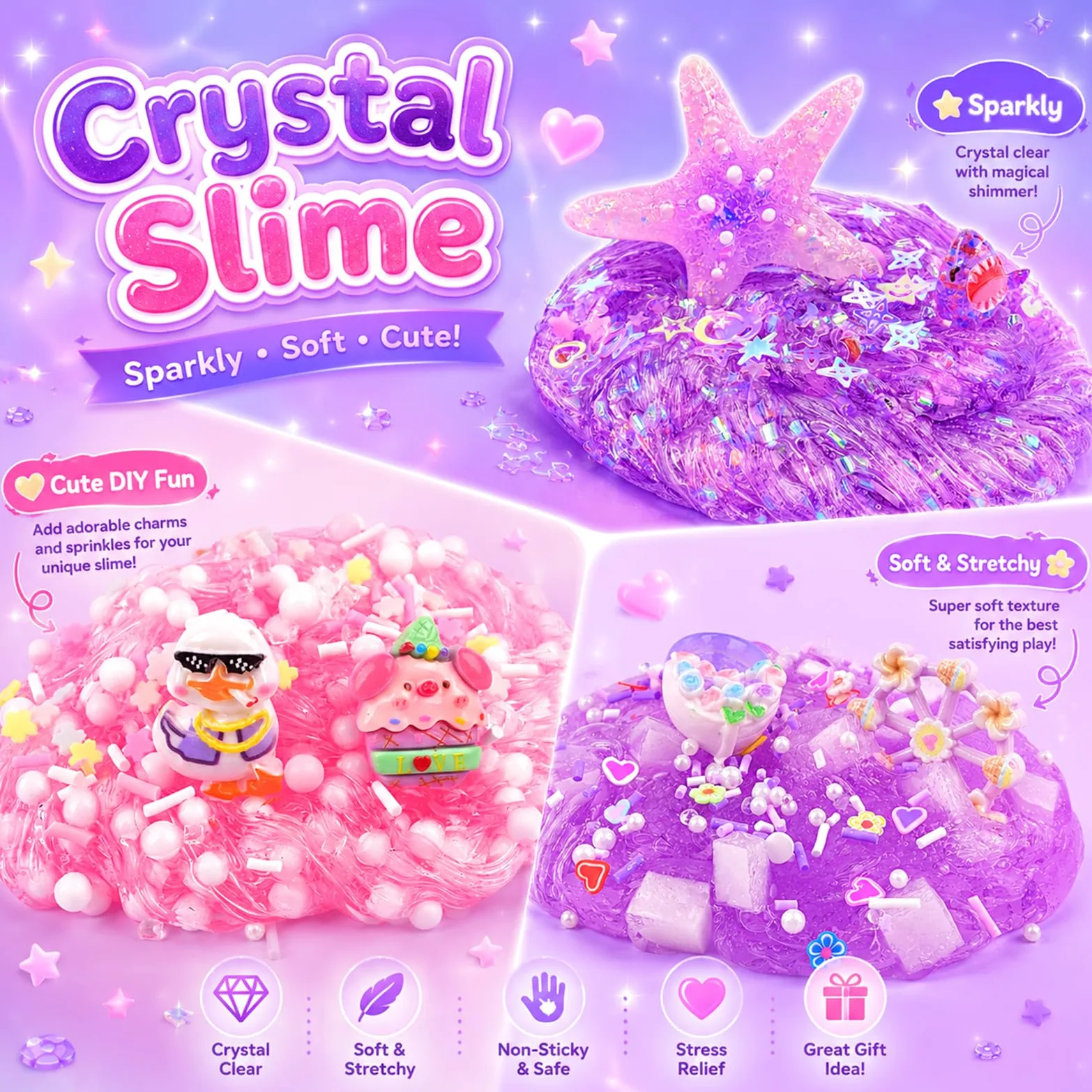 Kit di slime viola a forma di nuvola, 12 pezzi, morbido giocattolo sensoriale | per bambini dagli 8 ai 12 anni, bomboniere per feste di compleanno, riempitivi per sacchetti per ragazze e ragazzi