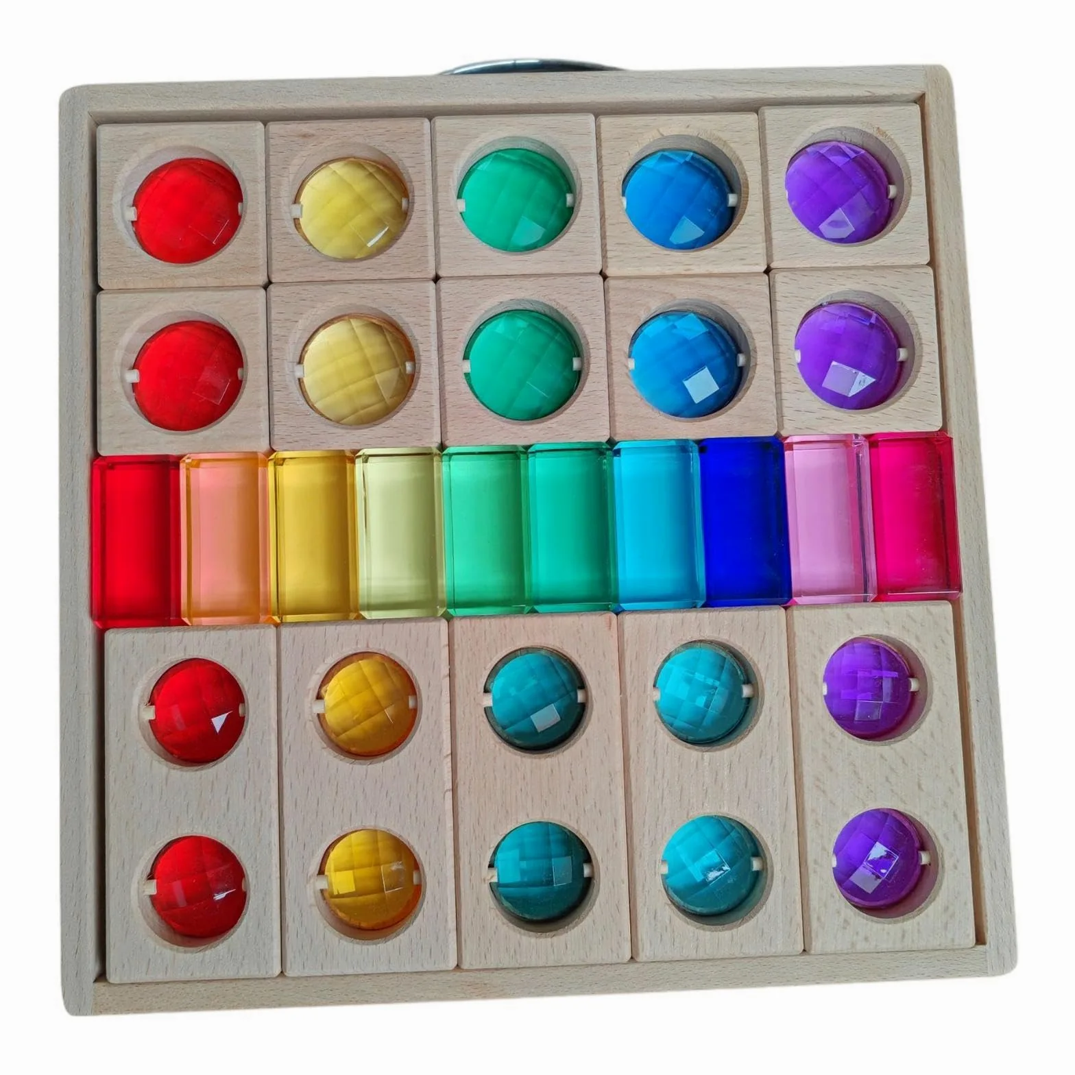 Qianly Set di Blocchi da Costruzione in Legno Acrilico, Gioco di Impilamento di Cubi Arcobaleno per Bambini E Bambine dai 3 Ai 6 Anni, Ideale per, 3 Tipi di Blocchi