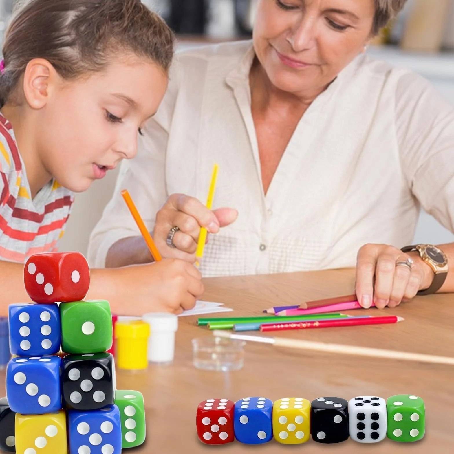 30 Pezzi Dadi Colorati a 6 Facce,22mm D6 dadi in acrilico ,6 Facce Game Dice a cubetti in acrilico con sacchetto a cubo nero,per Poker,Giochi da Tavolo, Giochi con Dadi e Matematici ,poker