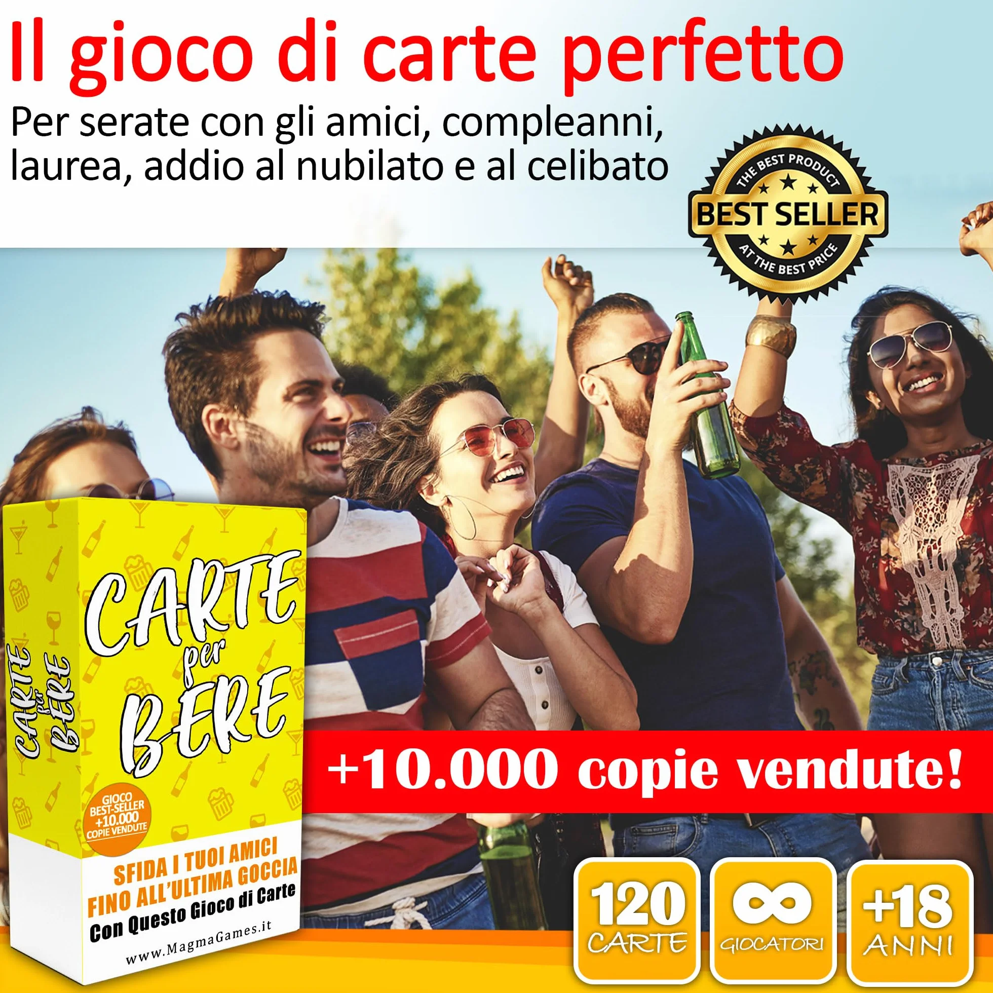 Magma Games | CARTE PER BERE - Giochi da Tavolo Adulti Alcolici - Drinking Game - Regali Simpatici e Divertenti - Idee Regalo per Lei e Lui, per Natale, Amica, Amiche