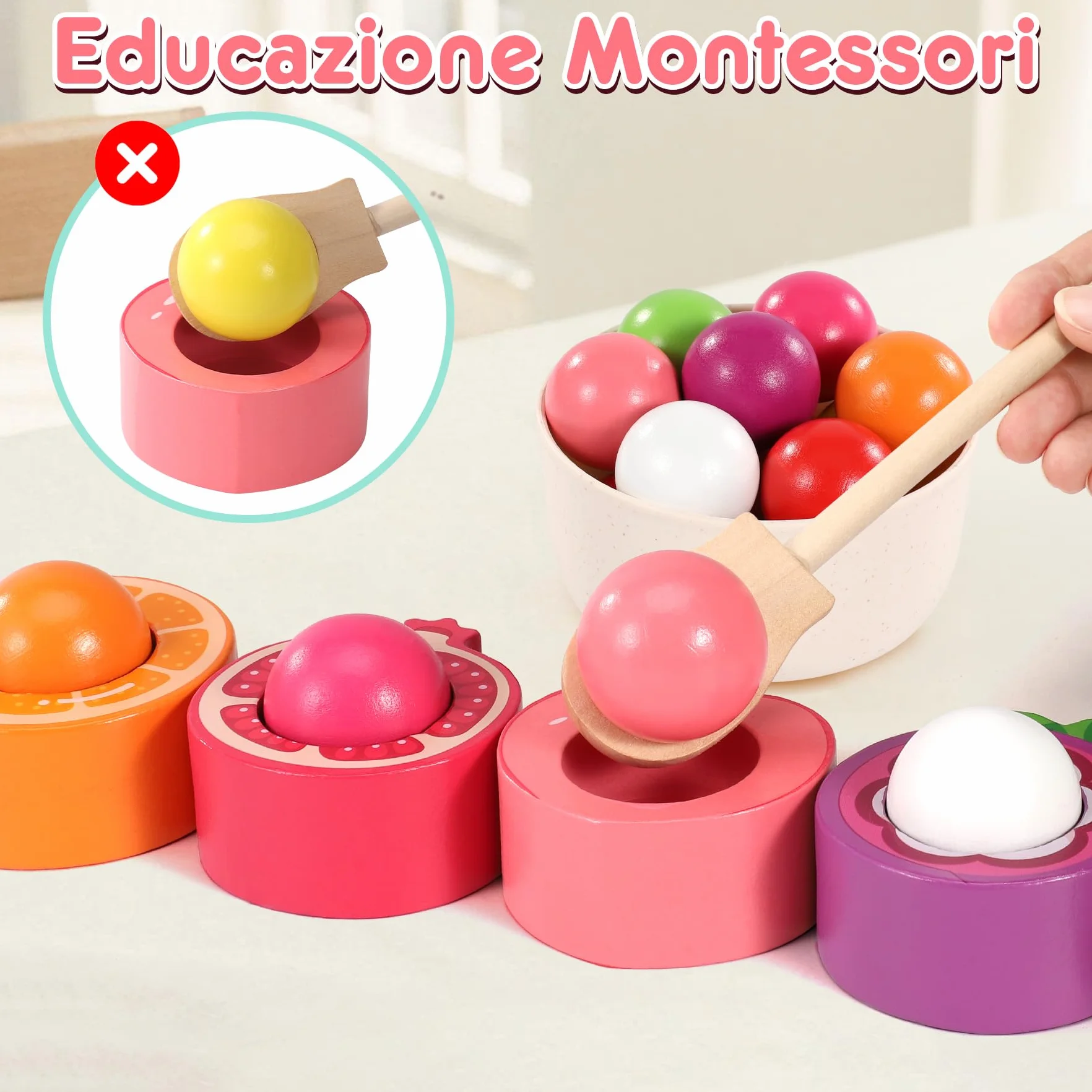 Giochi Montessori 1 2 3 Anno, Giochi Bambini 1 2 3 Anni, Palline Colorate per Bambini, Gioco Bambino 1 Anno, Giochi Legno Bambini 1 Anno