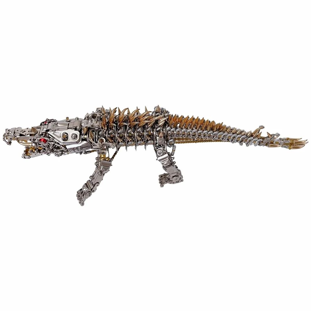 Set di 1500 puzzle in metallo con motivo a coccodrillo 3D, per adulti da collezione con attrezzi (bronzo)