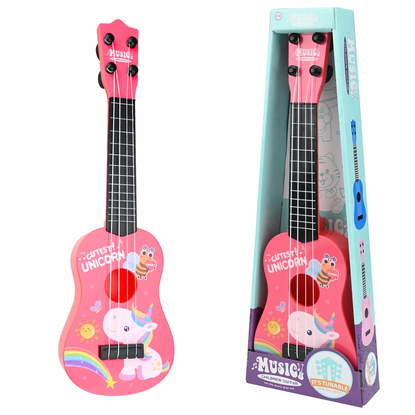 Ukulele Soprano 42 cm, Strumento Musicale Classico con 4 Corde Regolabili