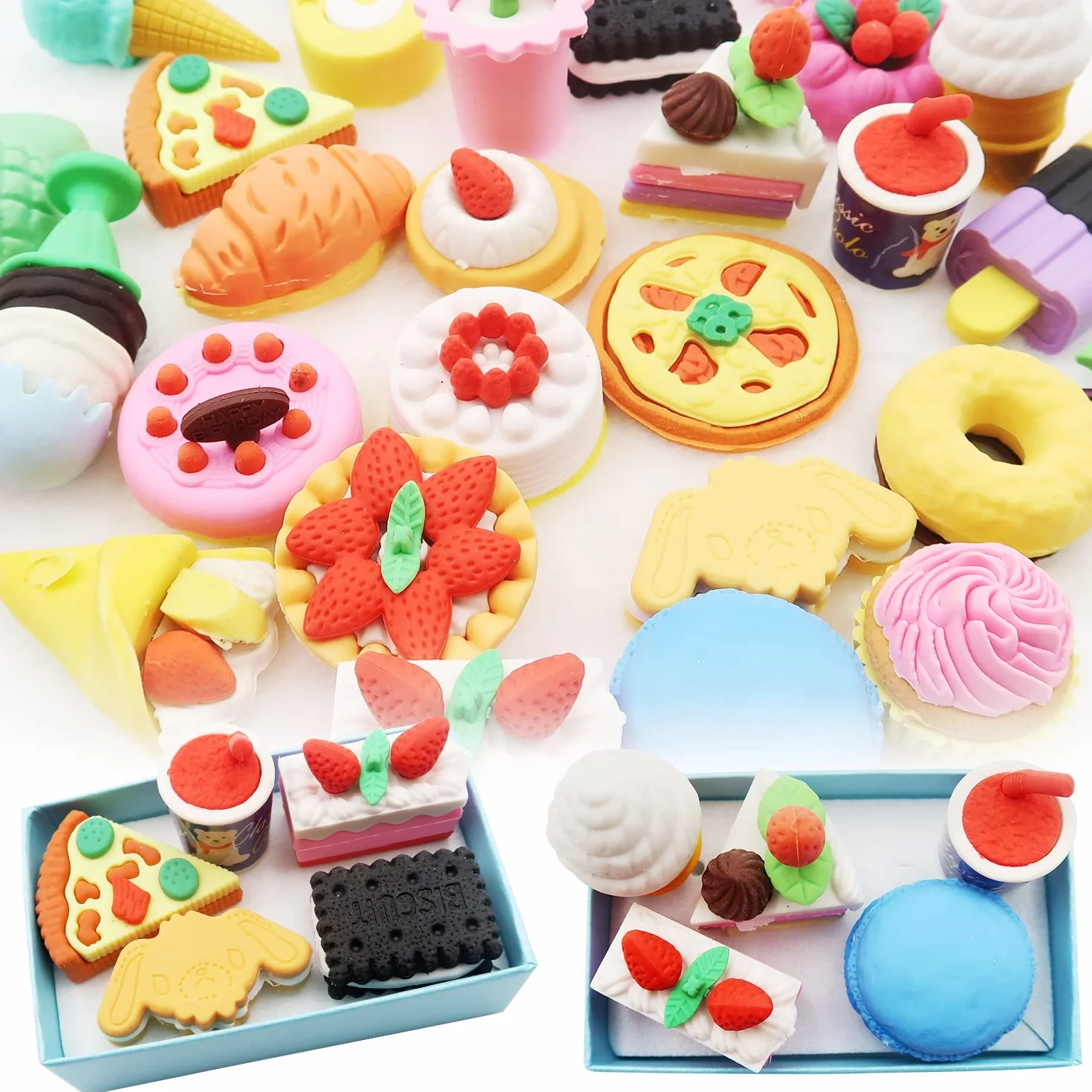 Gomme fantasia, 30 pezzi gomme carine, gomma bambino, gomma fantasia, adatto per compleanno festa dei bambini Festival Capodanno Natale (diversi stili, selezionati a caso)
