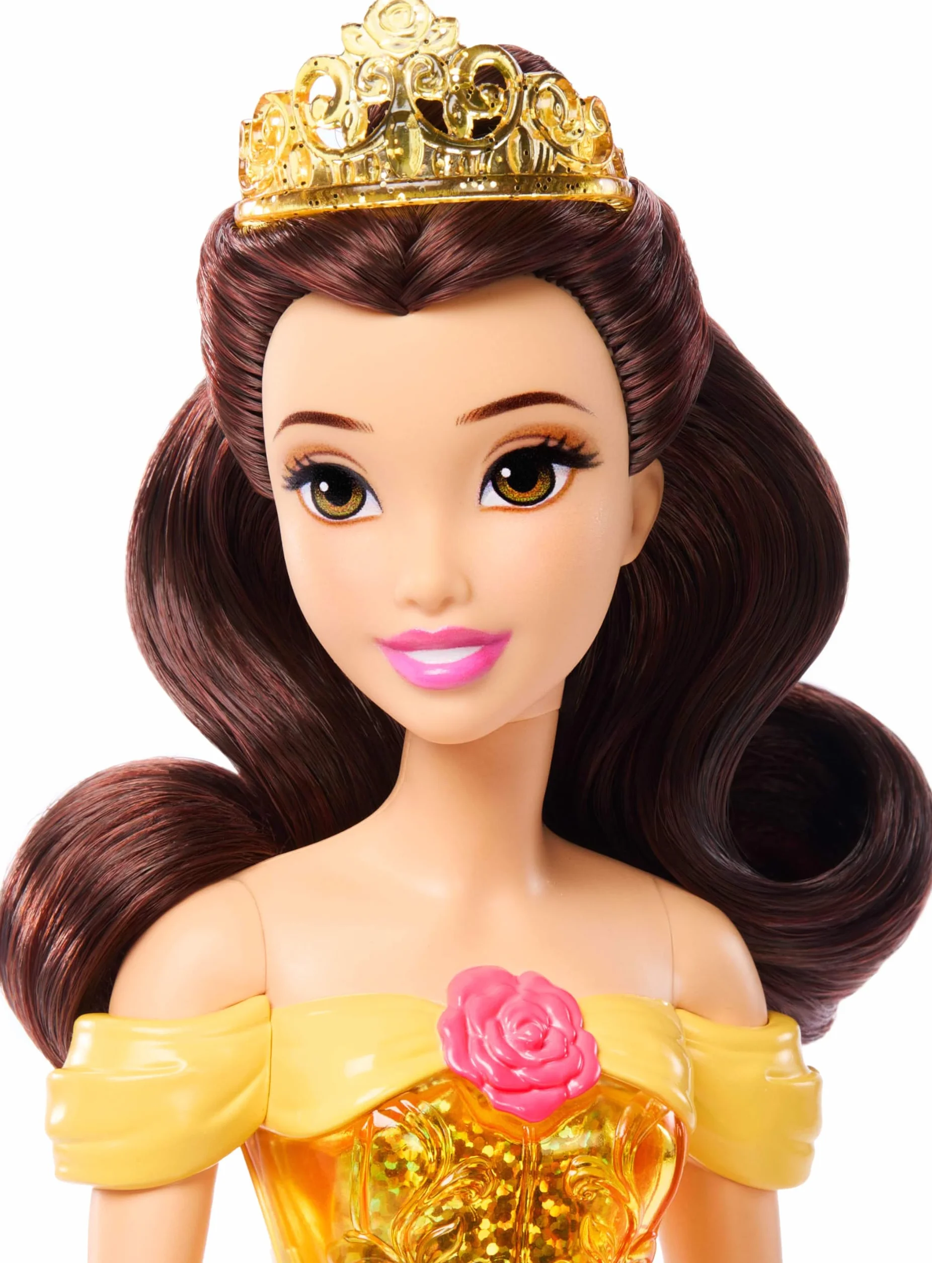 Mattel Disney Princess - Belle bambola con capi e accessori scintillanti ispirati al film, giocattolo per bambini, 3+ Anni, HLW11