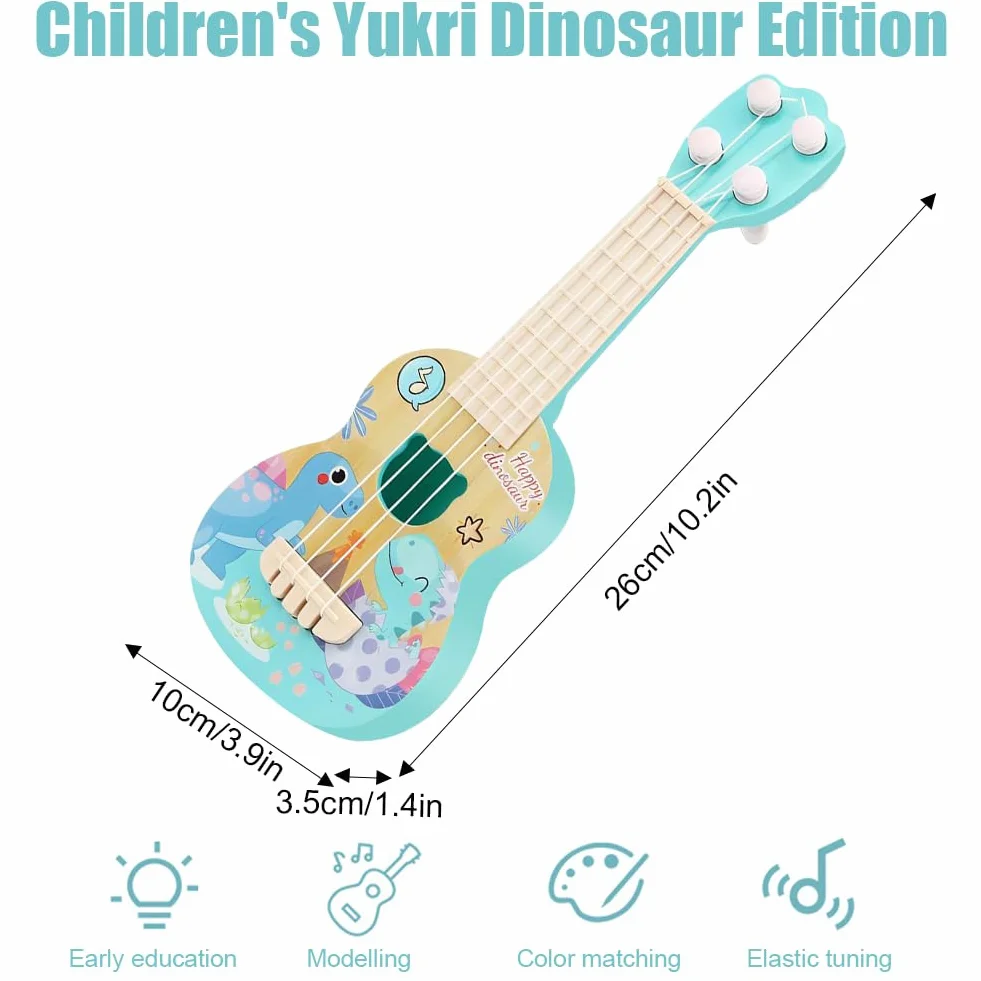 Ukulele per Bambini 26 cm 4 Corde Regolabili Strumento Musicale Educativo Dinosauri