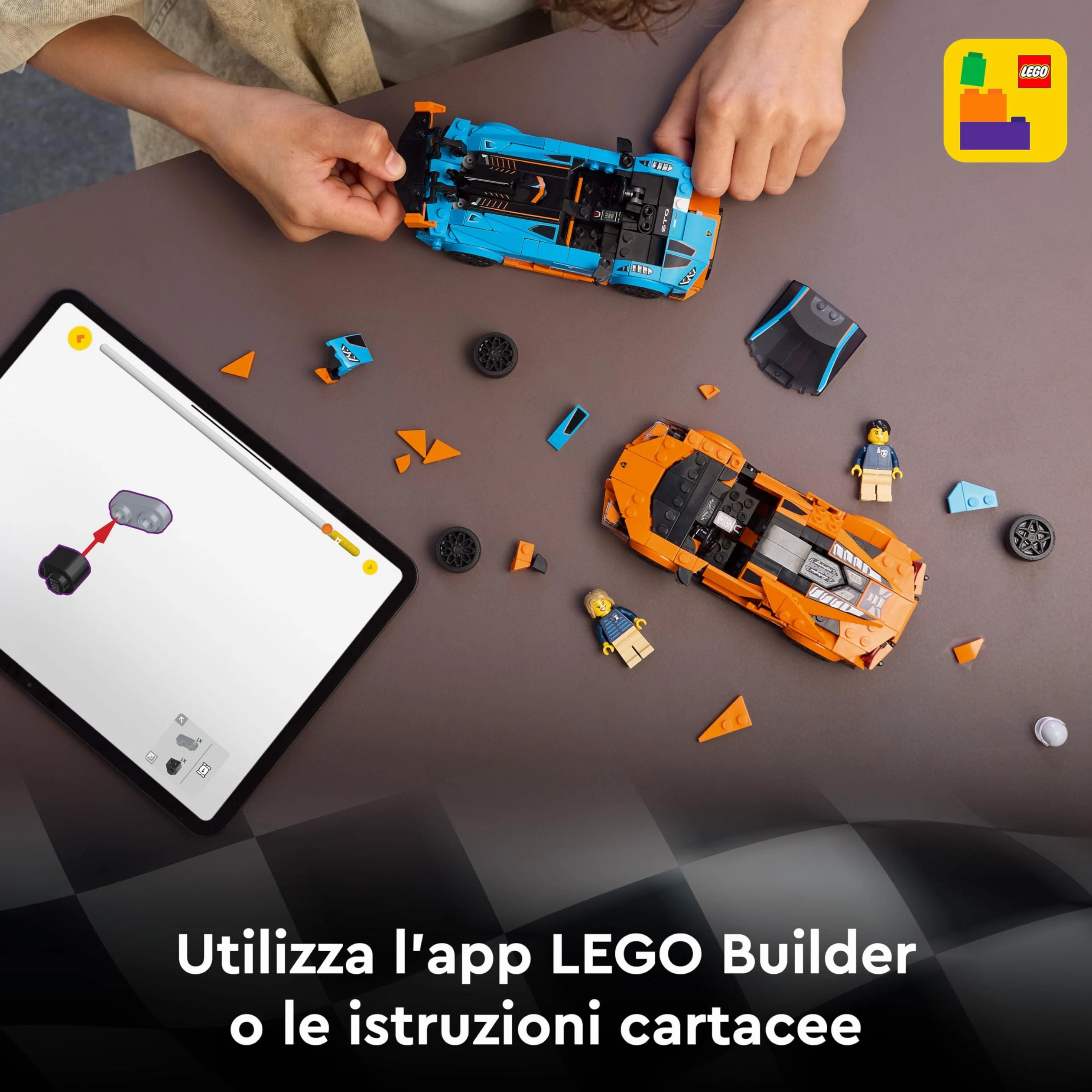 LEGO Speed Champions Lamborghini Revuelto e Huracán STO - Modellini di Auto da Corsa - Macchine Giocattolo con 2 Minifigure dei Piloti - Regalo di Compleanno per Bambini da 10 Anni in su - 77238 | Kit modello auto da corsa, 2 minifigure pilota, set da col