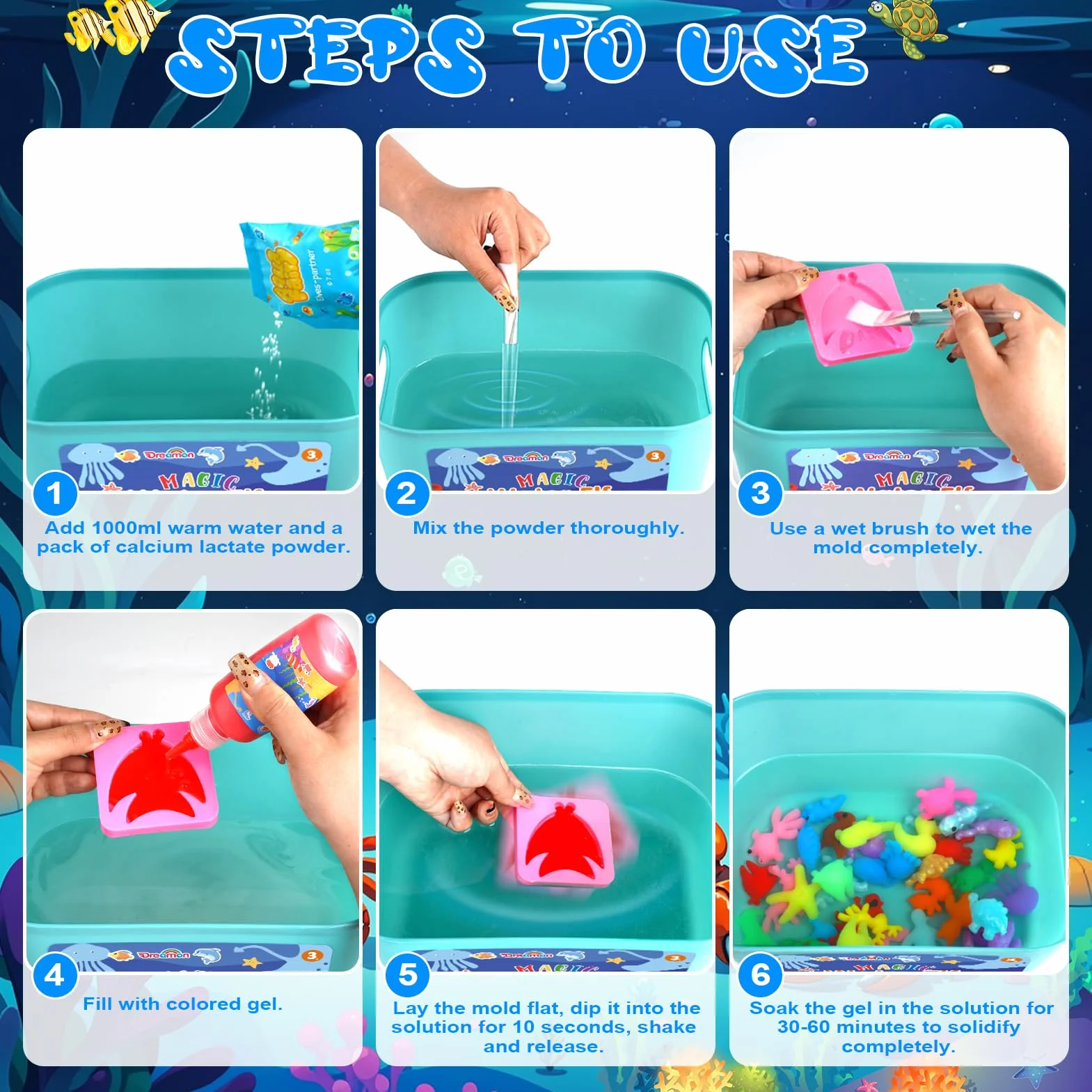 Dreamon Magic Water Gel Toy Kit 3D Aqua Gelz Set 22 Colori 16 Forme Giocattolo Creativo Bambini 3+