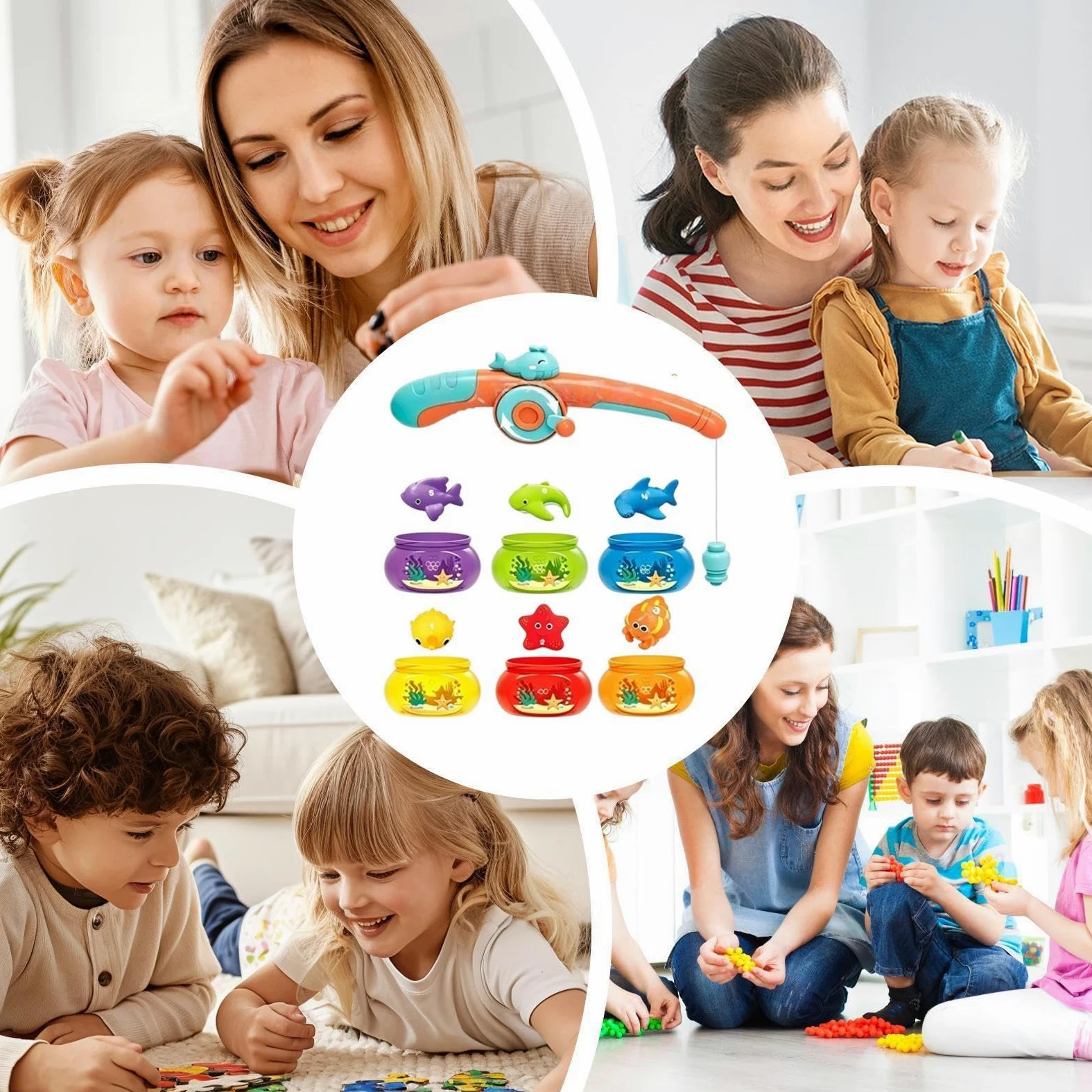 da pesca, giochi educativi acquatici colorati | Giocattoli da pesca magnetici per giochi da tavolo all'aperto, bagno, piscina e viaggi