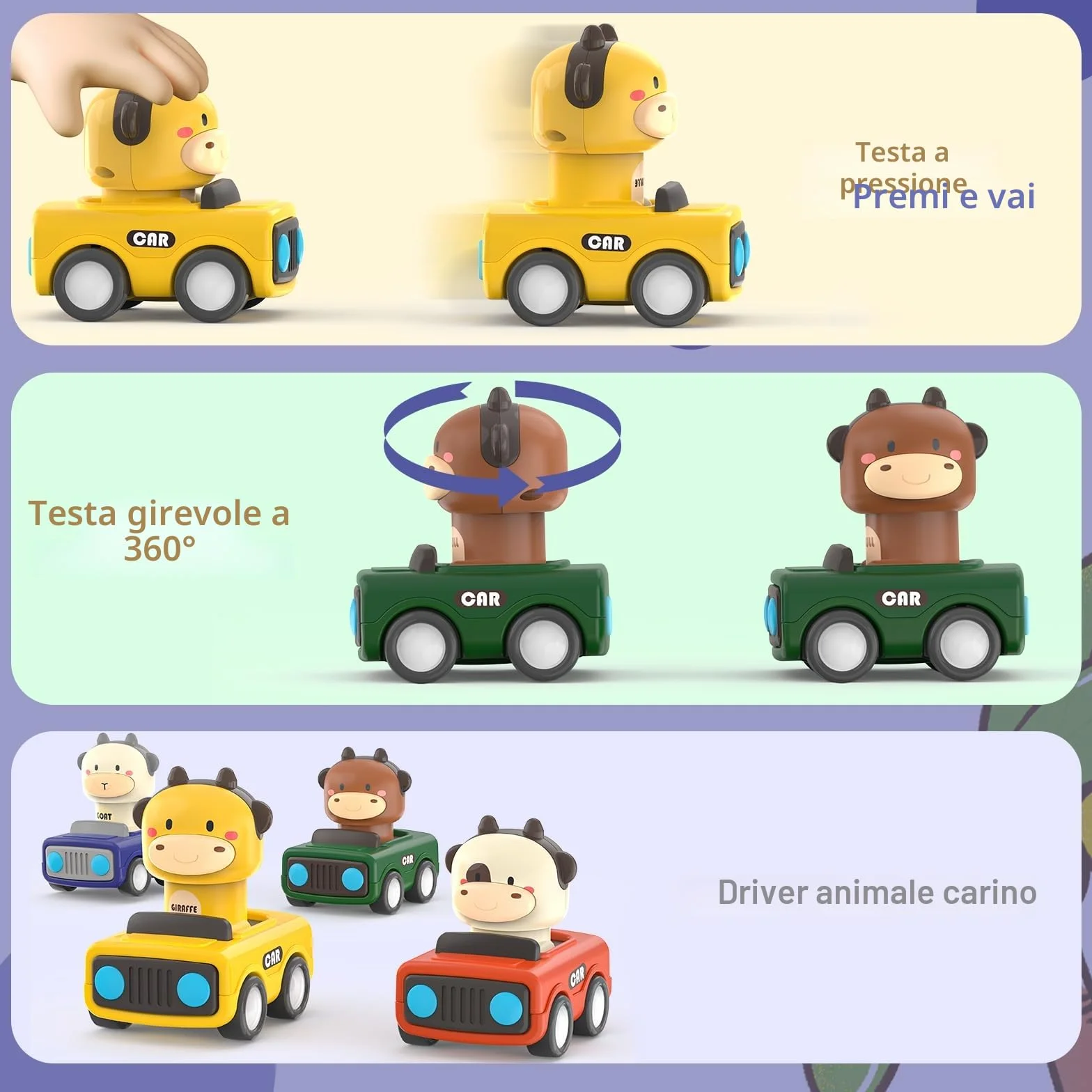 MOONTOY Giochi Macchinine per Bambini 1 Anni,4pcs Set di Veicoli da Gioco per Bambini,Giochi Macchinine Press and Go per 9 10 12+ Mesi,Pasqua Regali Educativi Precoci 1 2 3 Anno