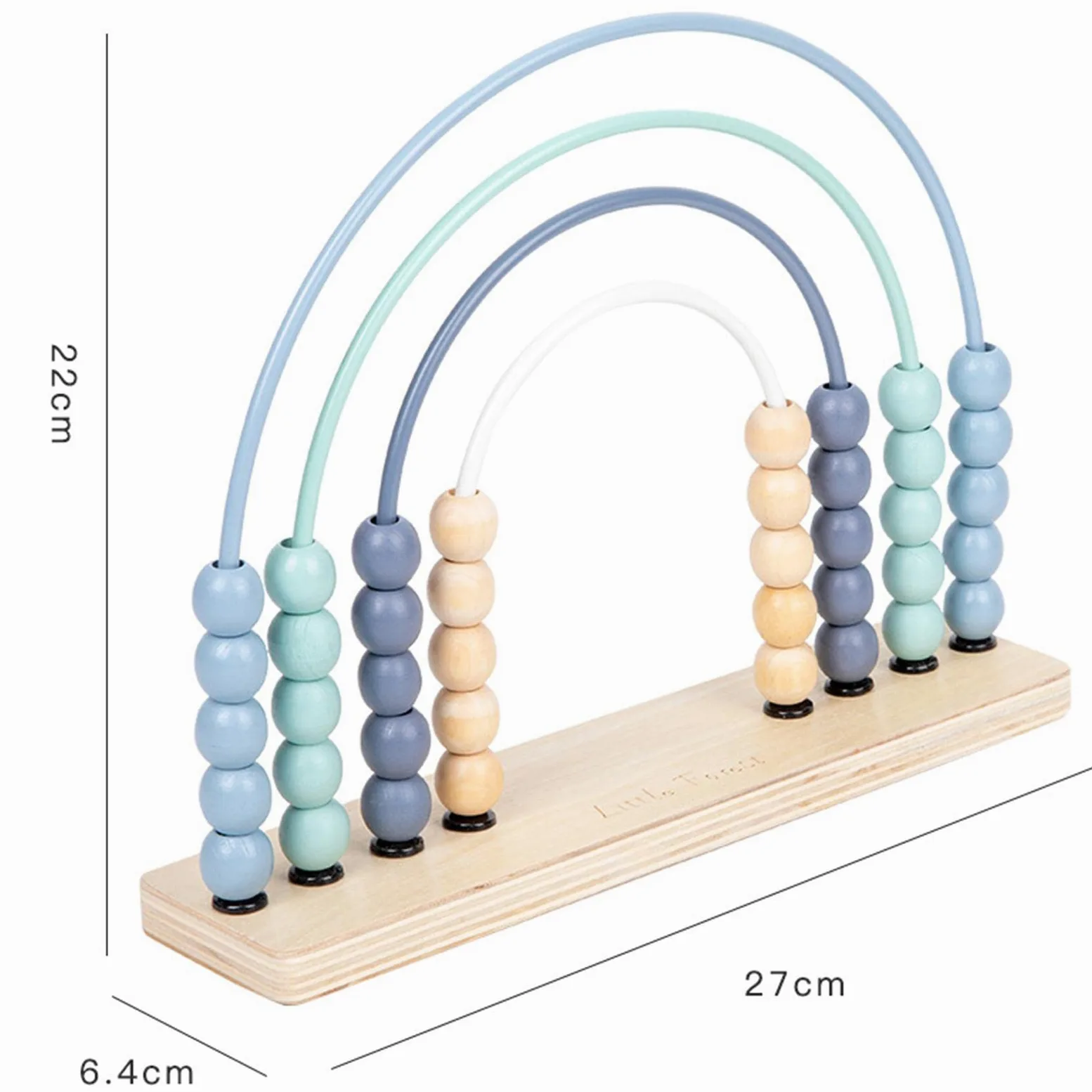 Abaco Arcobaleno in Legno per Bambini, Cornice con Perline Colorate per Contare, Giocattolo in Legno 2 in 1 con Perline Colorate, Blu