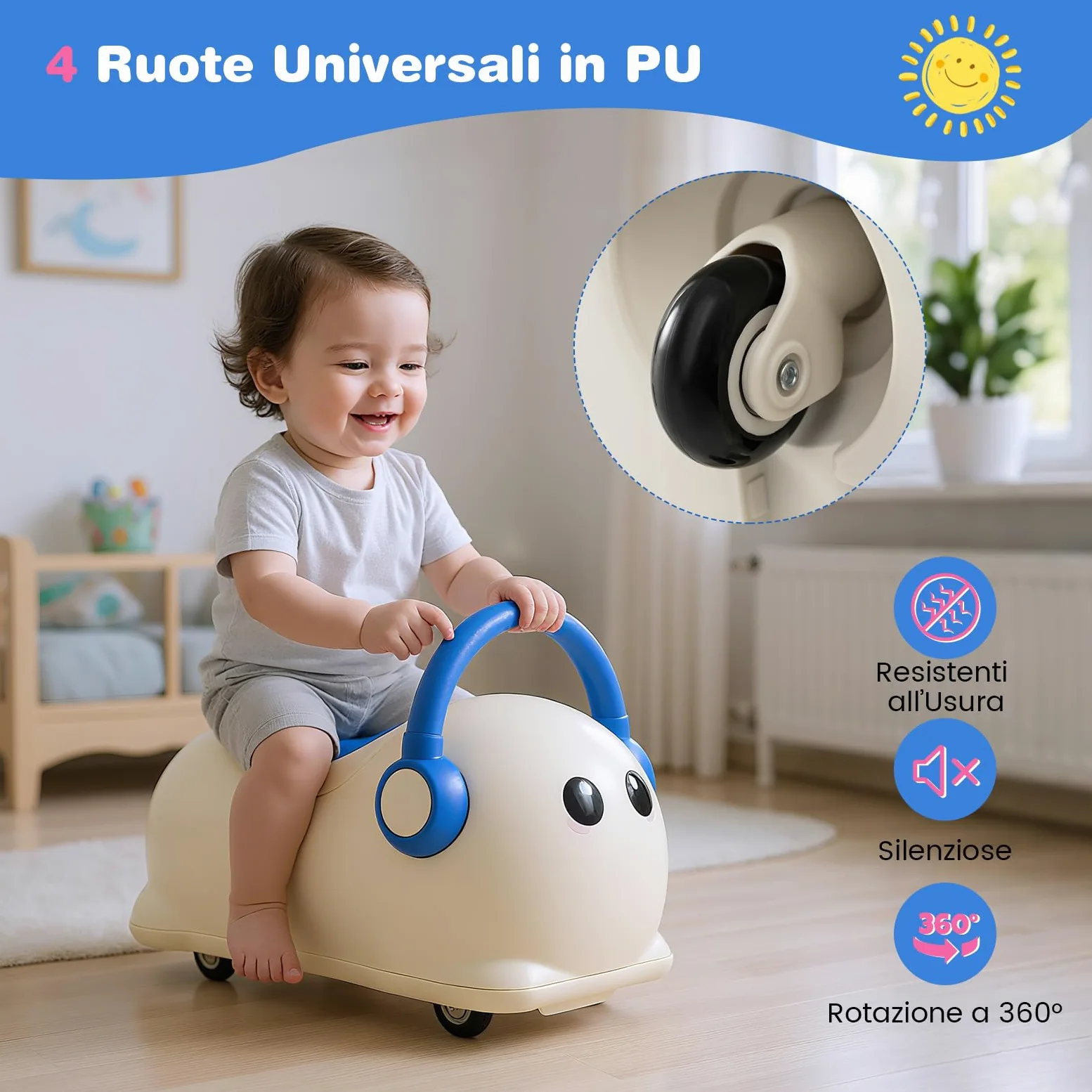COSTWAY 3 in 1 Cavallo a Dondolo per Bambini con Spazio Nascosto | Dondolo Cavalcabile con Ruote Scorrevoli e Tavola di Equilibrio Rimovibile, Regalo per Bambini 1-3 Anni