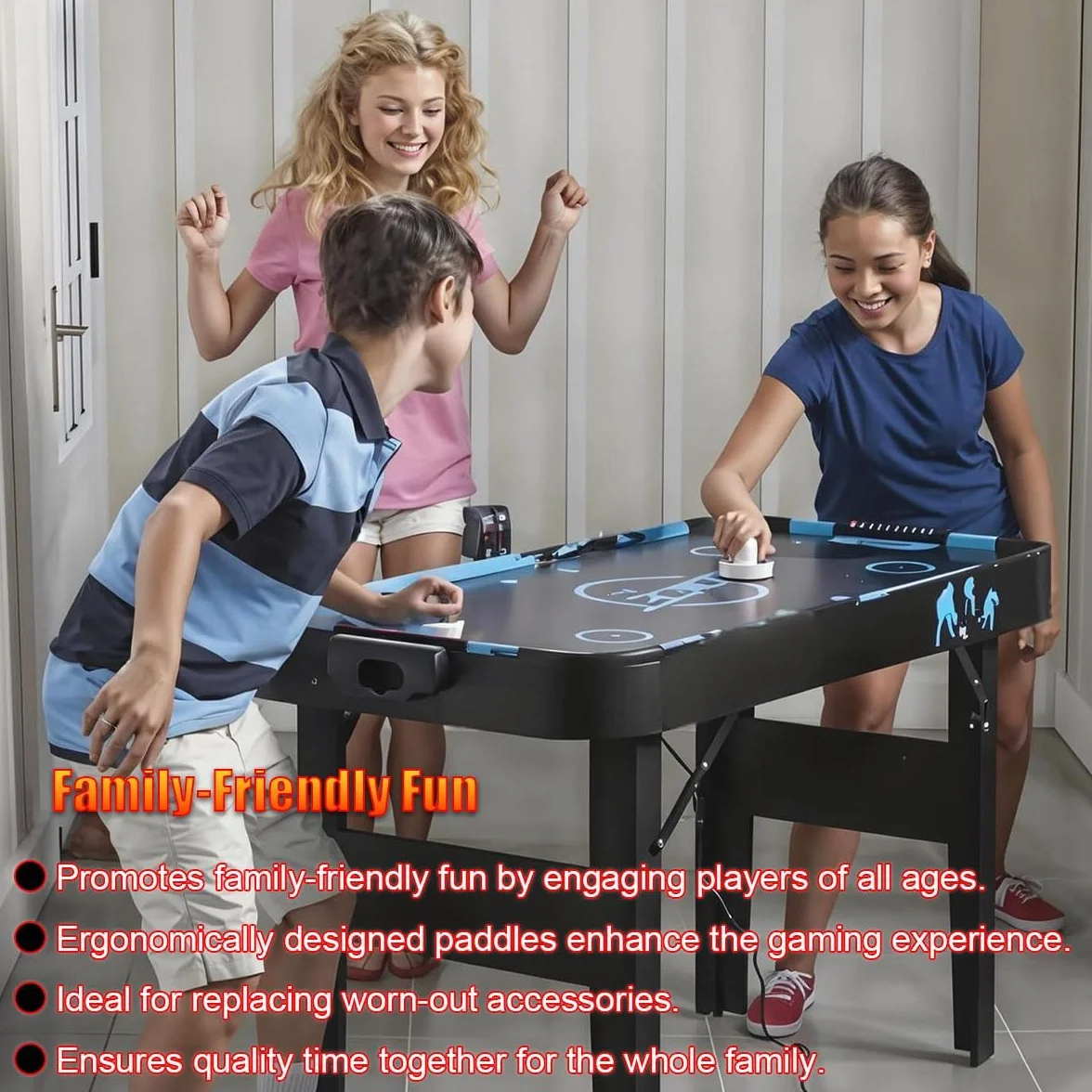 Set da Air Hockey - 2 Spingitori da Air Hockey e 4 Dischi da Air Hockey per Tavoli da Gioco | Pagaie e Spingitori di Ricambio per Air Hockey | Accessori Perfetti per Partite di Air Hockey (76 mm)