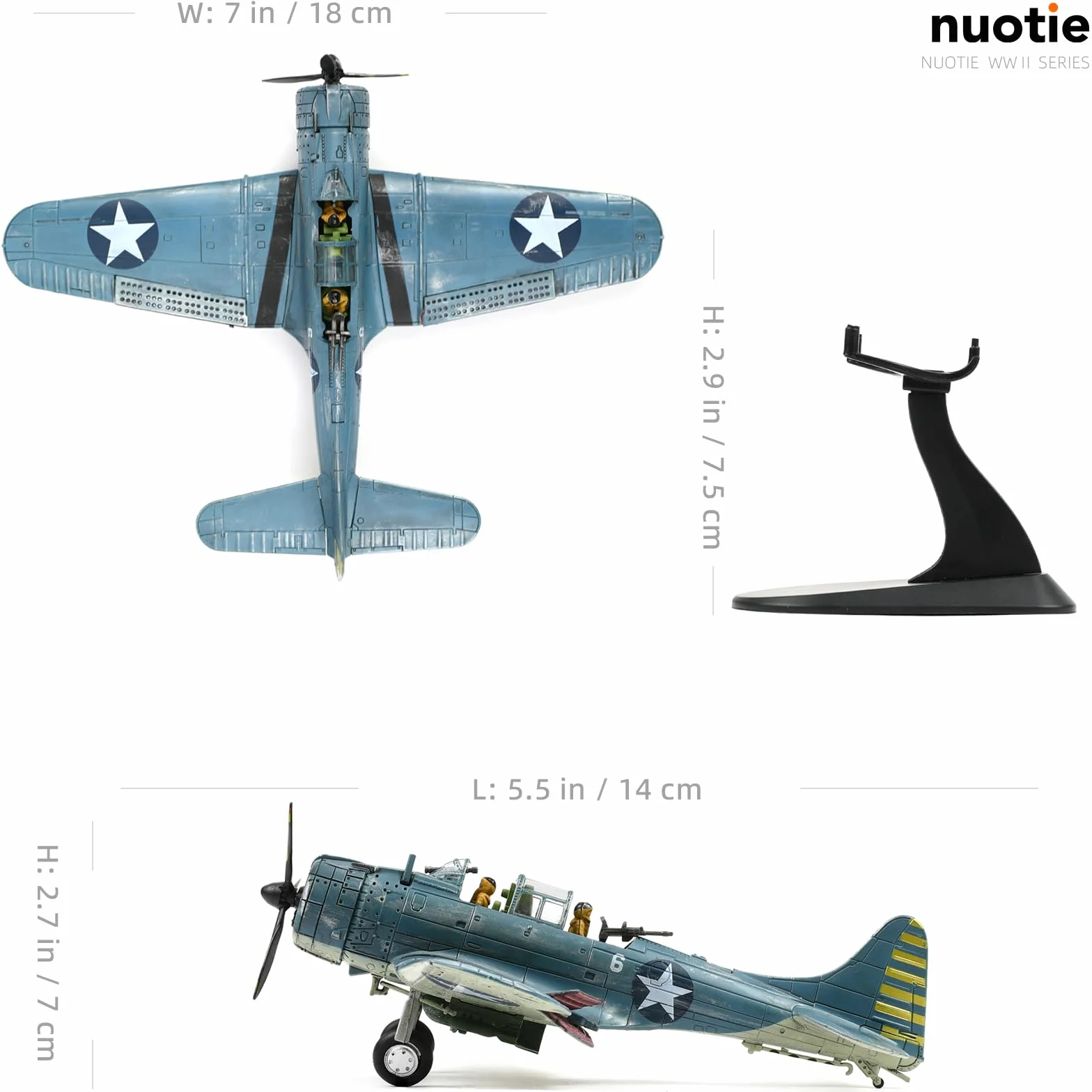 NUOTIE Douglas SBD-2 Dauntless Dive Bomber Model Aereo da Guerra Seconda Guerra Mondiale Midway 1/72 Metall Fuso Pressione