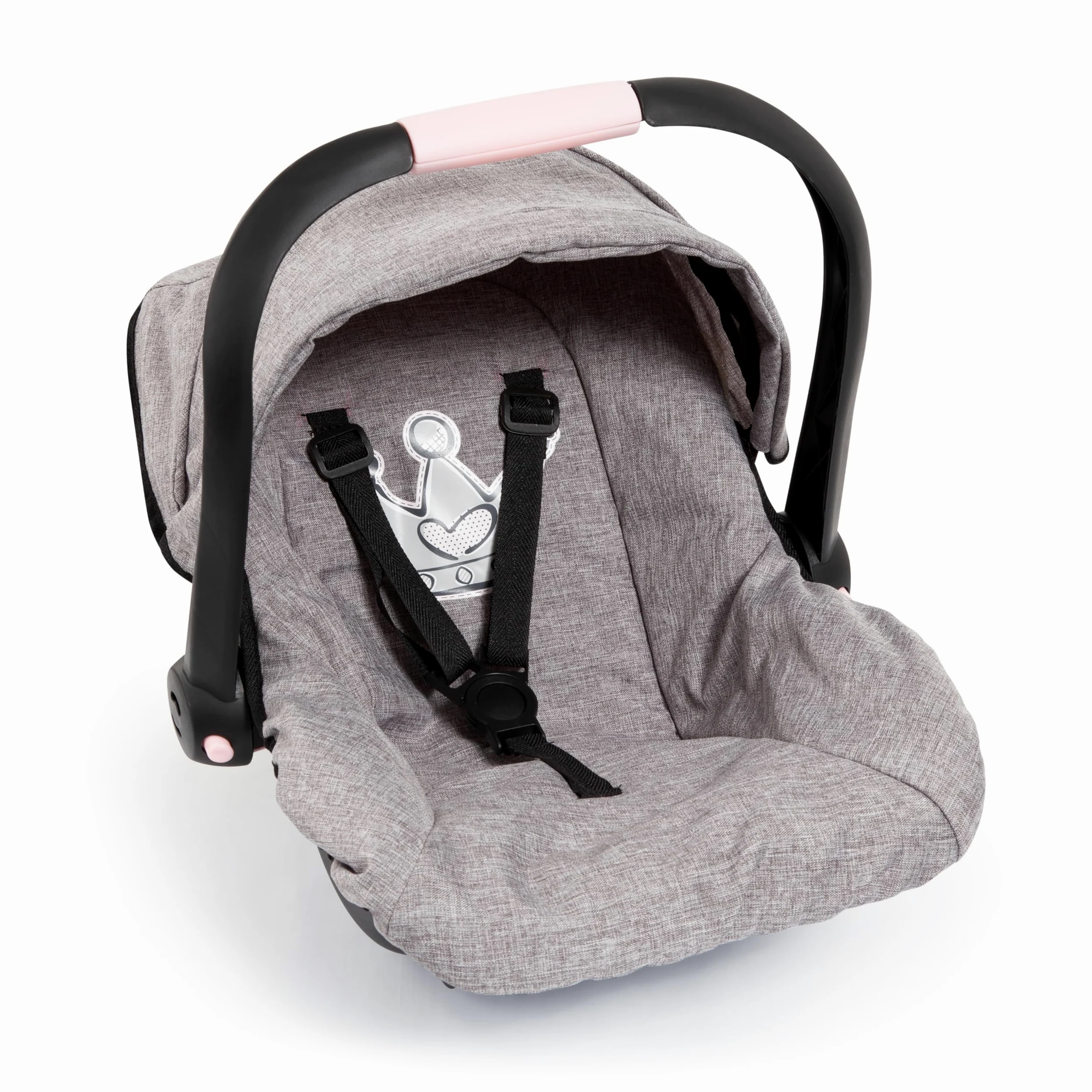 Bayer Design Seggiolino auto per bambole con tettuccio, per bambole 46 cm | maniglia regolabile, cintura di sicurezza, per la pappa e il riposo, dondola quando viene toccato, dai 3 anni