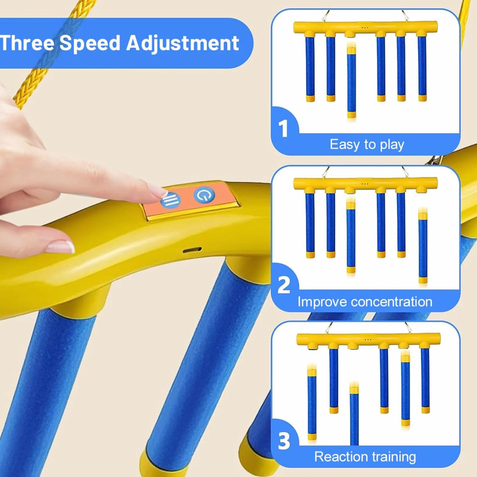 Gioco di Reazione Bastoncini da Afferrare, Giocattolo Coordinazione Occhio-Mano con Telecomando, 3 velocità Regolabili Sfida di velocità per Bambini Famiglia Festa Indoor Outdoor