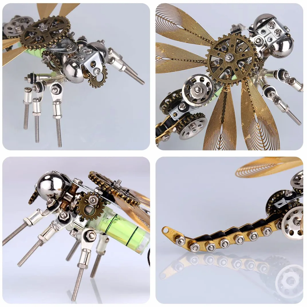 Set di puzzle 3D in metallo a forma di libellula, 260 pezzi con insetti meccanici 3D, set da modello, decorazione fai da te per gli appassionati