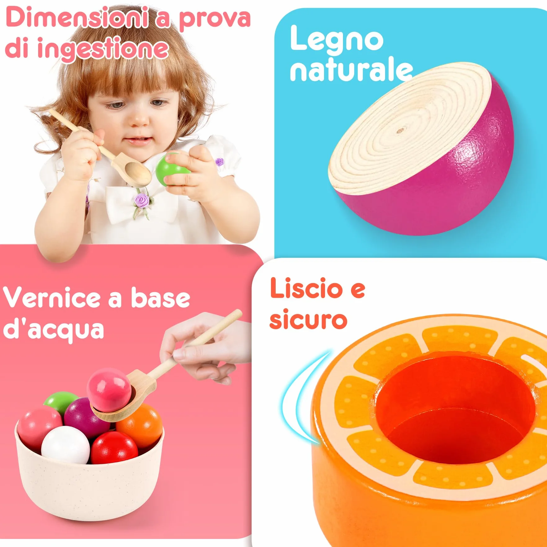 Giochi Montessori 1 2 3 Anno, Giochi Bambini 1 2 3 Anni, Palline Colorate per Bambini, Gioco Bambino 1 Anno, Giochi Legno Bambini 1 Anno