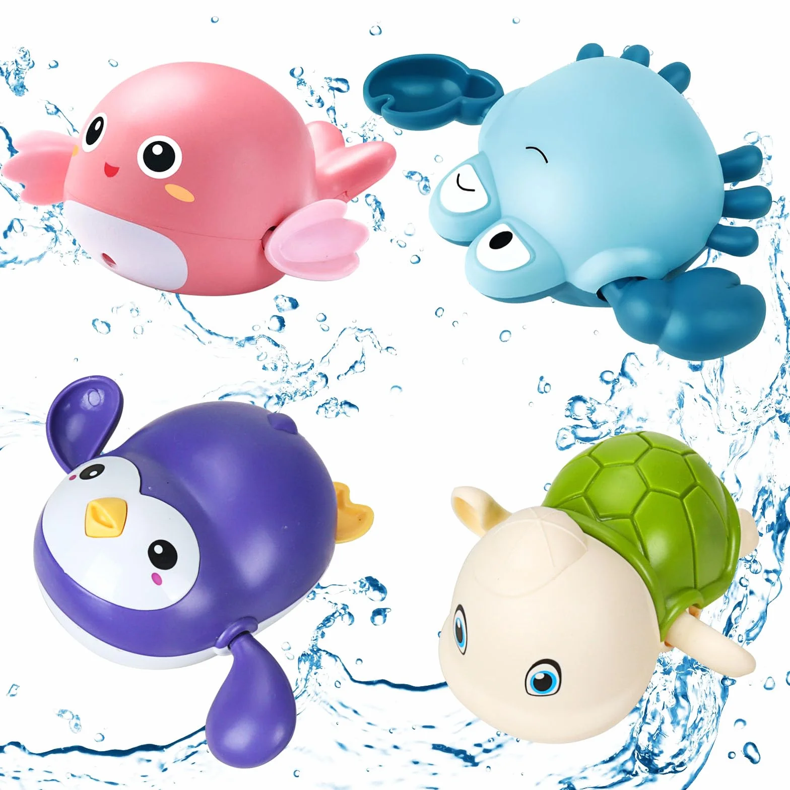 4 Pezzi Giochi Bagnetto Neonato, Animali Giocattolo per Bambino, Bagno per Bambini Giocattoli, Adatto da 1 a 4 Anni, Bambini Giochi da Bagnetto, Giochi da Bagno Galleggianti